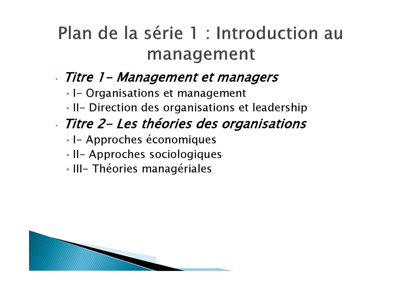Notes sur l'introduction au management - Docsity