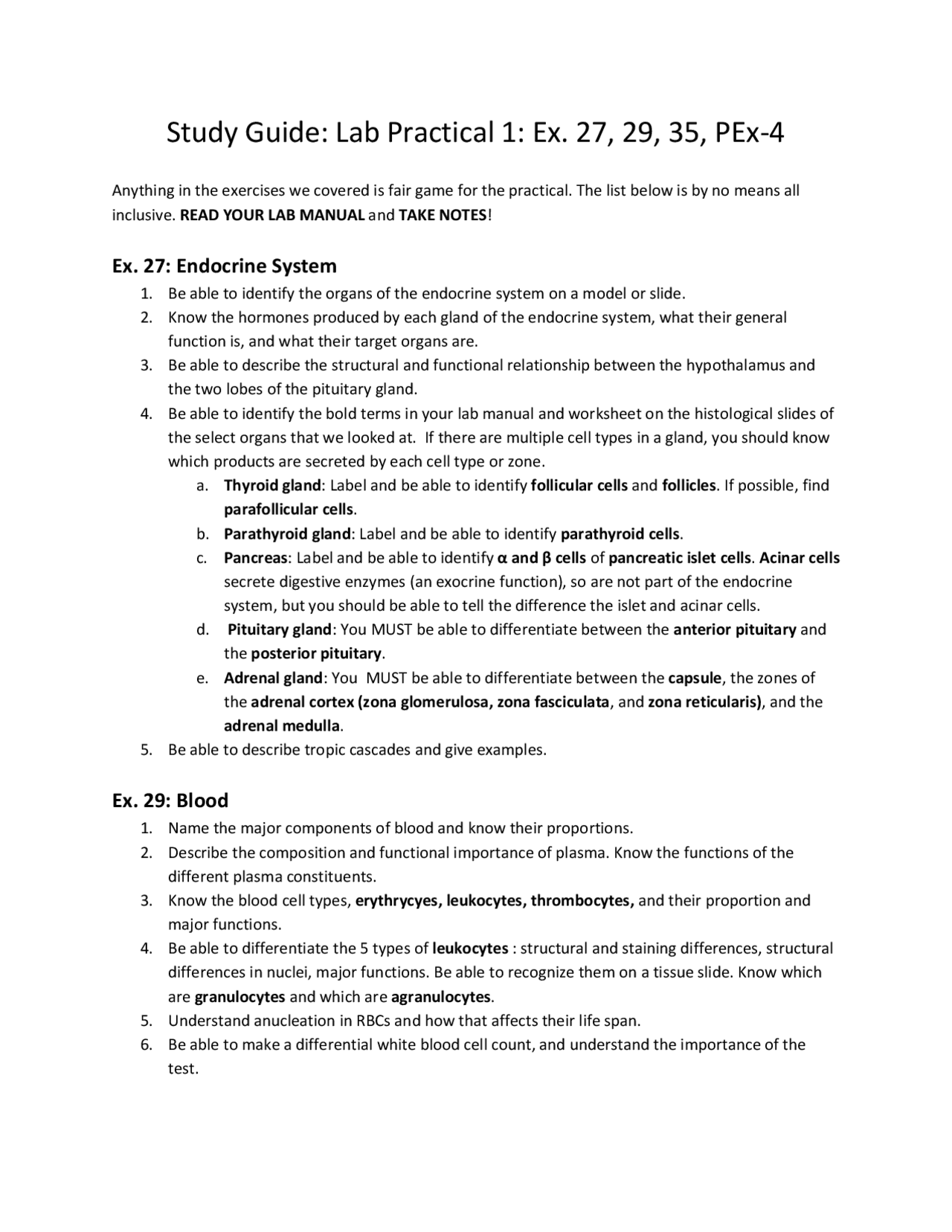 Lab Practical 1 Anatomy And Physiology 2 Practical 1 Study Guide - Human Anatomy and Physiology II Lab | BIOL