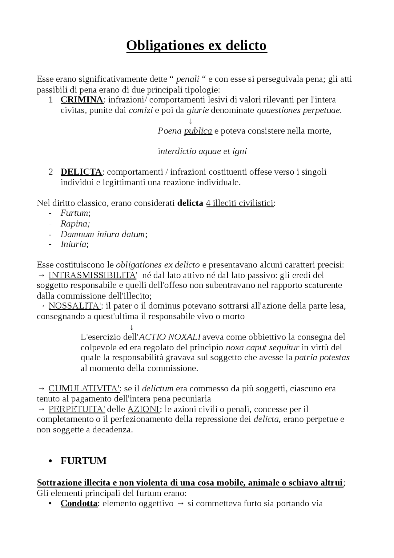 OBLIGATIO EX DELICTO - Docsity