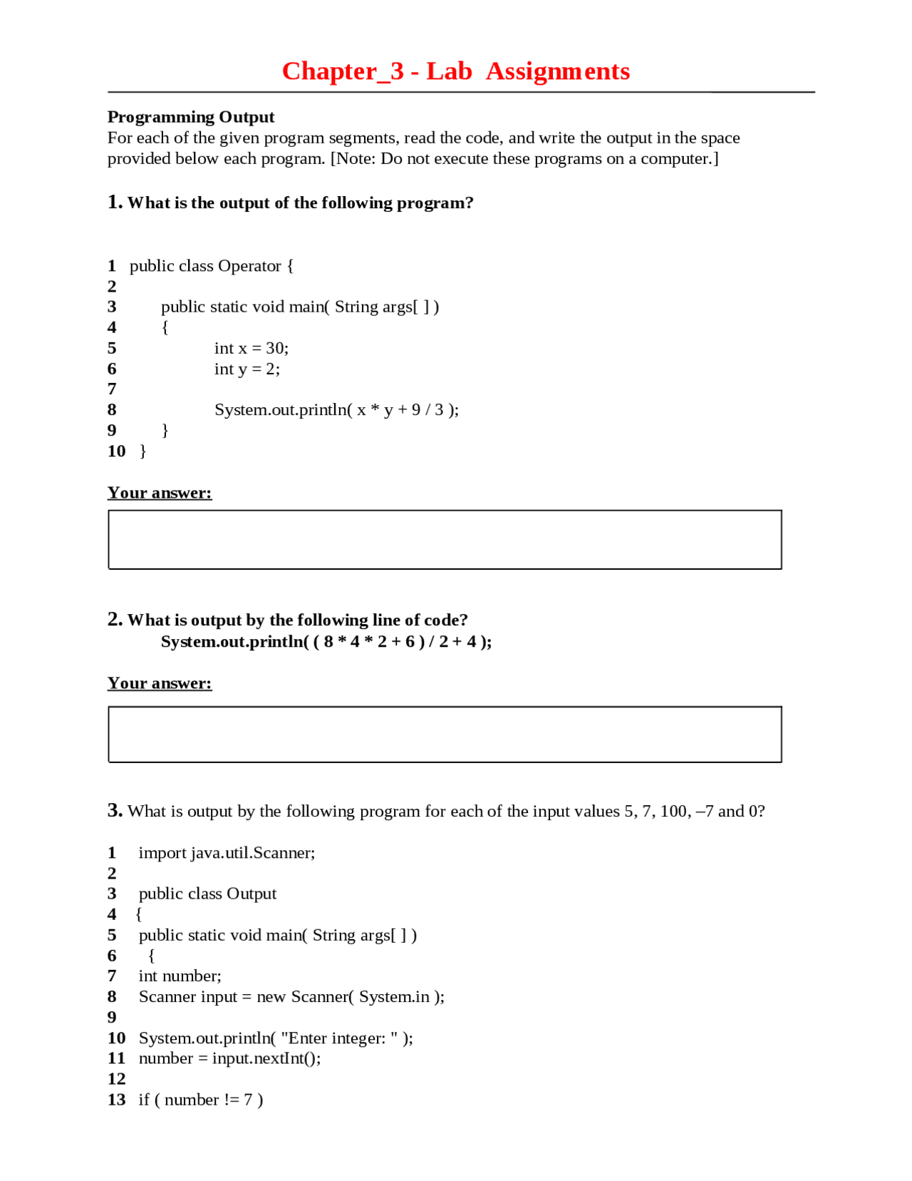 Lab Assignment - Programming Principles I | CS 2301 - Docsity
