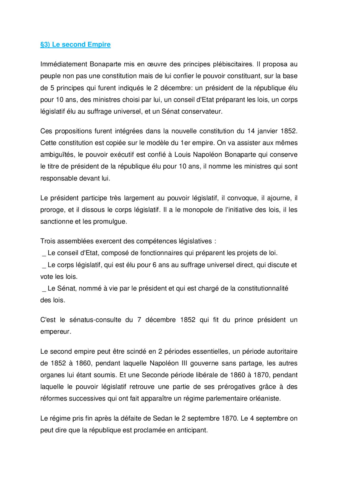 Le Second Empire Droit Constituionnel Docsity