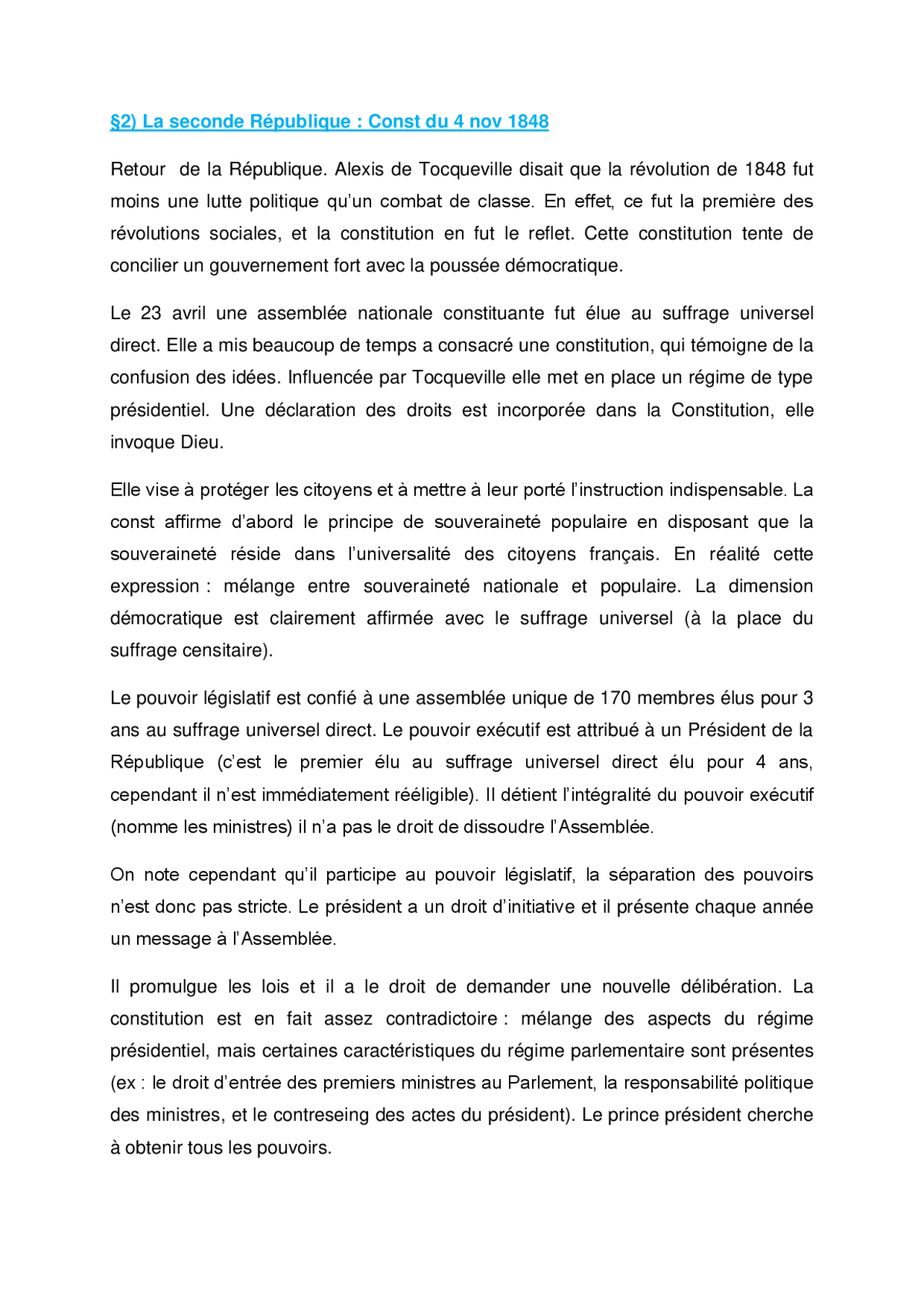 La Responsabilité Politique Du Président De La République Dissertation La seconde République : Constitution du 4 novembre 1848 - droit  constitutionnel | Notes Droit constitutionnel | Docsity