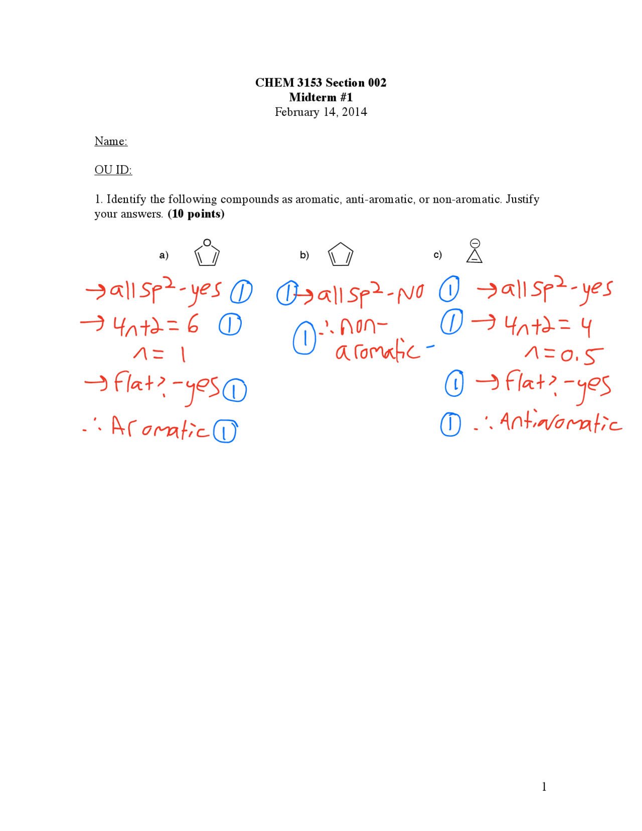 Solved Midterm Exam for Organic Chemistry I: Biological Emphasis | CHEM ...