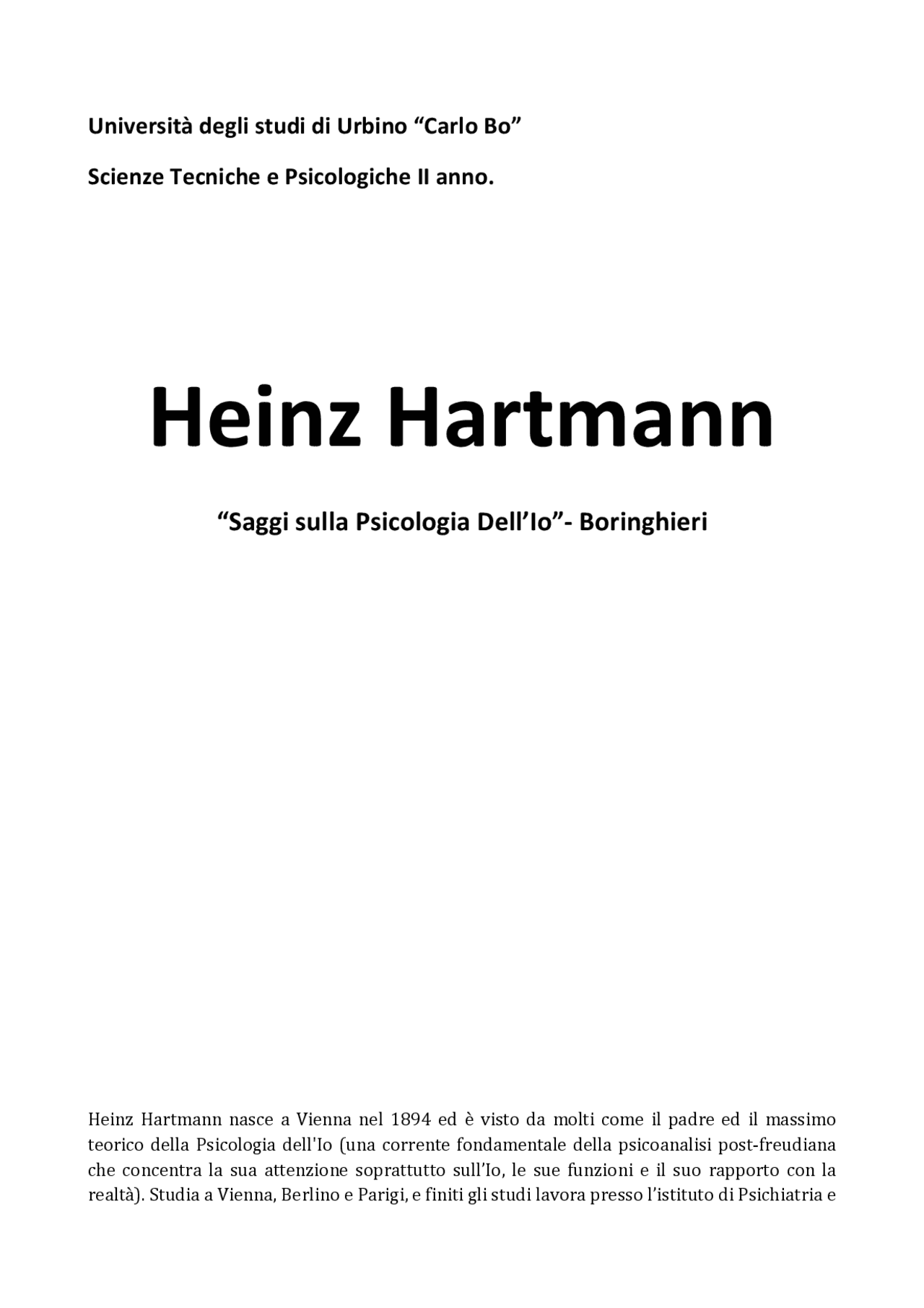 Heinz Hartmann Docsity