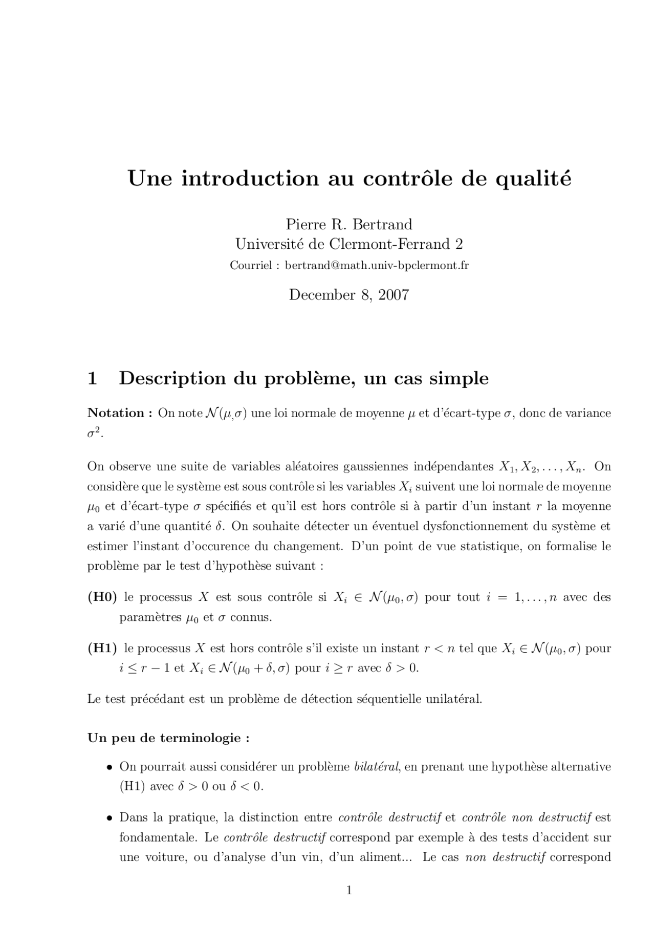 Notes sur l'introduction au controle de qualité - Docsity