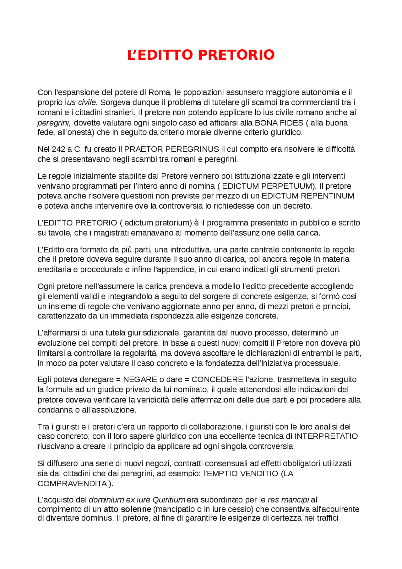 L'editto pretorio Docsity