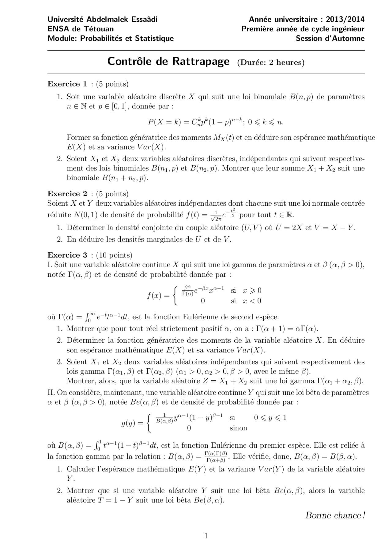 Examen De Probabilite Et Statistique Docsity Examen De Probabilite Et Statistique Docsity