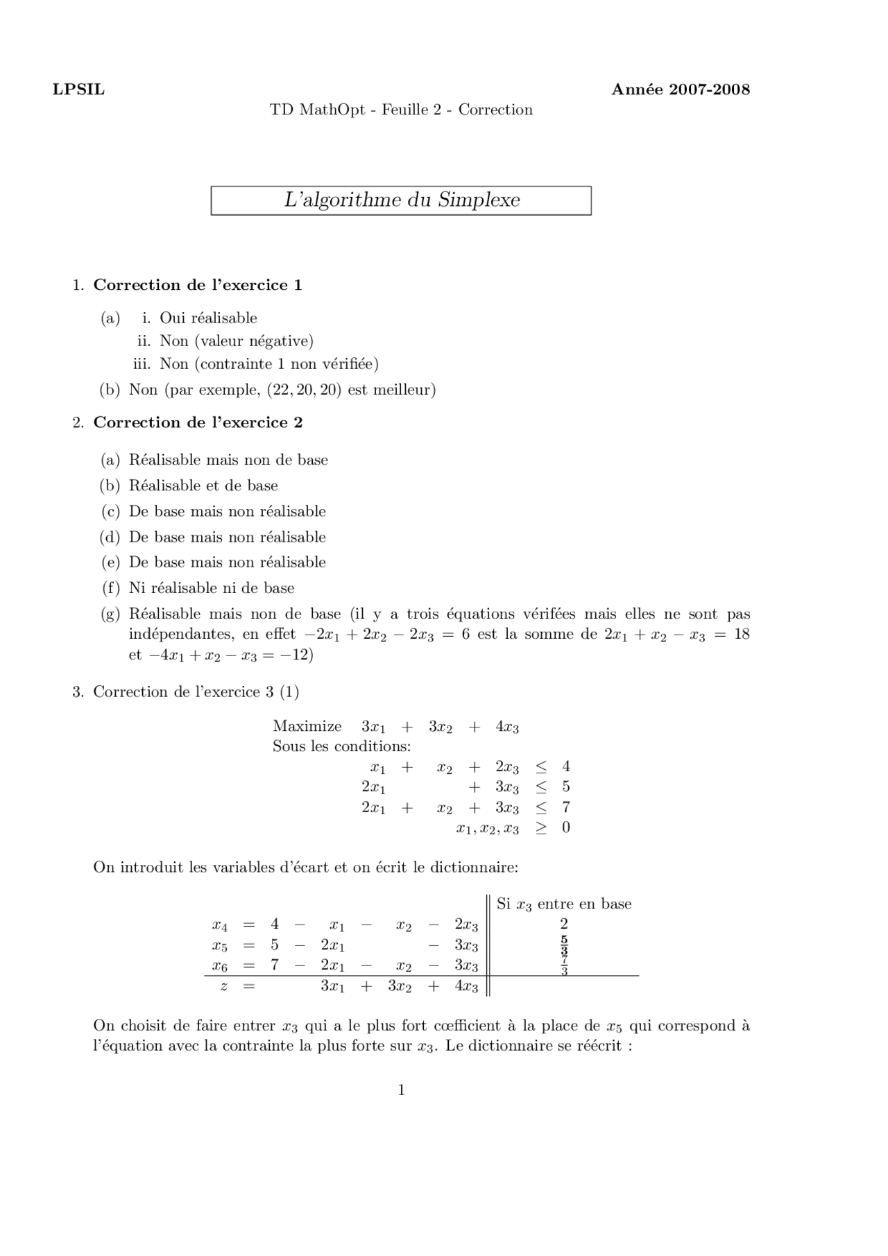 algorithme simplexe python | algorithme du simplexe... Exercices sur l'algorithme du simplexe - Docsity