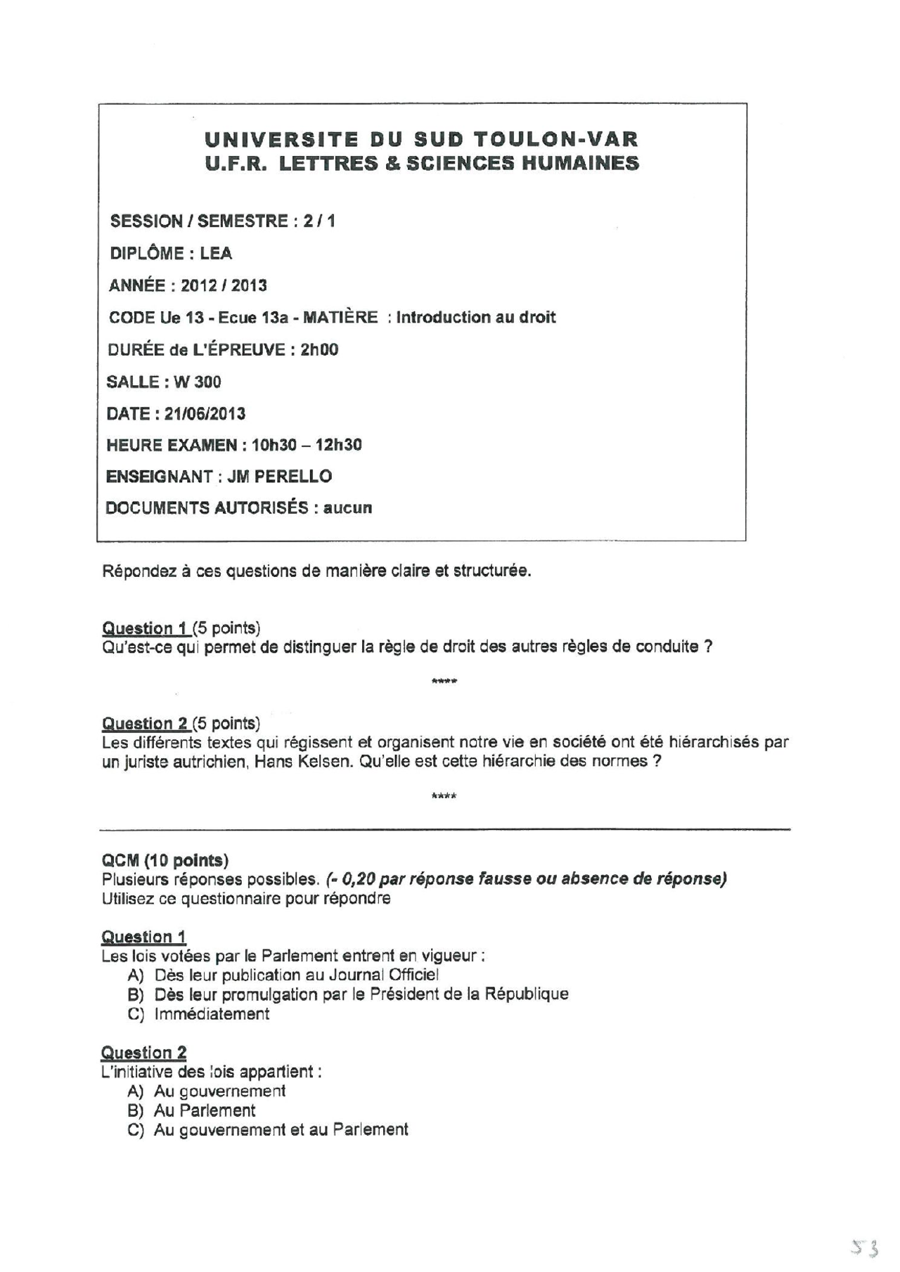 Le Royaume De Kensuké Questionnaire Et Reponse Examen de lettres | Examens Droit | Docsity