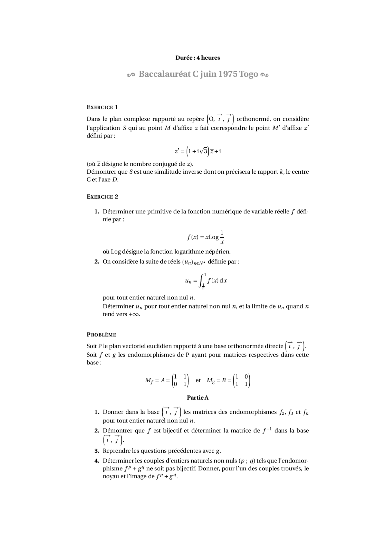 Sciences Math - exercices 6 - Docsity