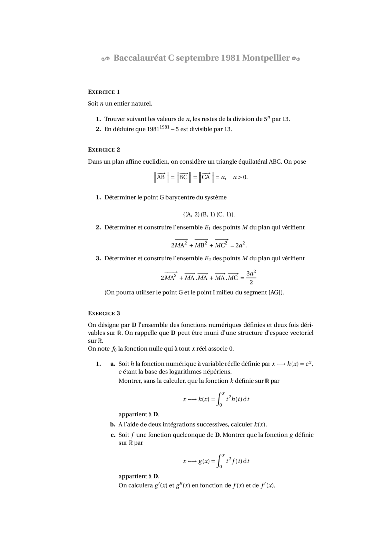 Modelisation Mathematique Série de modélisation mathématique – exercices 5 - Docsity