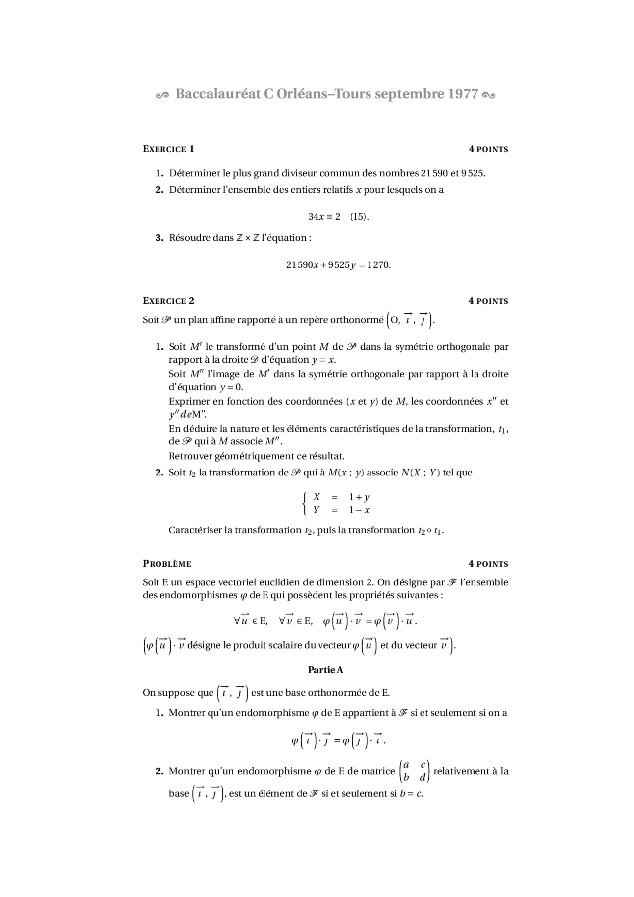 Exercices - algèbre 8 - Docsity