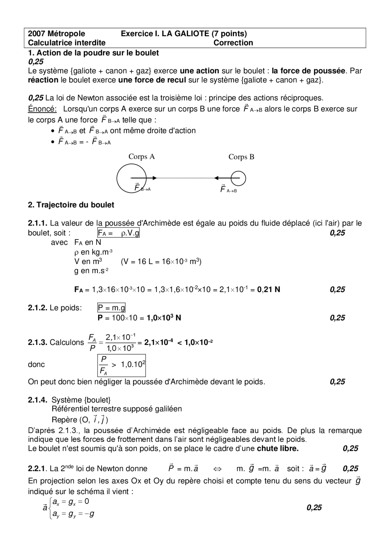 Chimie Exercices Sur La Galiote Correction Docsity