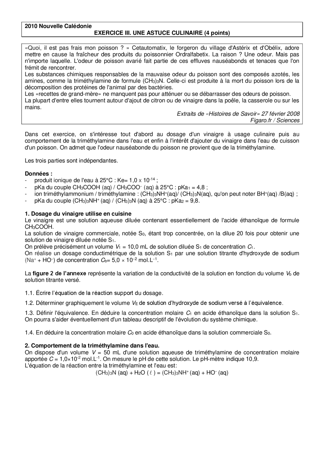 Chimie Examen Une Astuce Culinaire Docsity