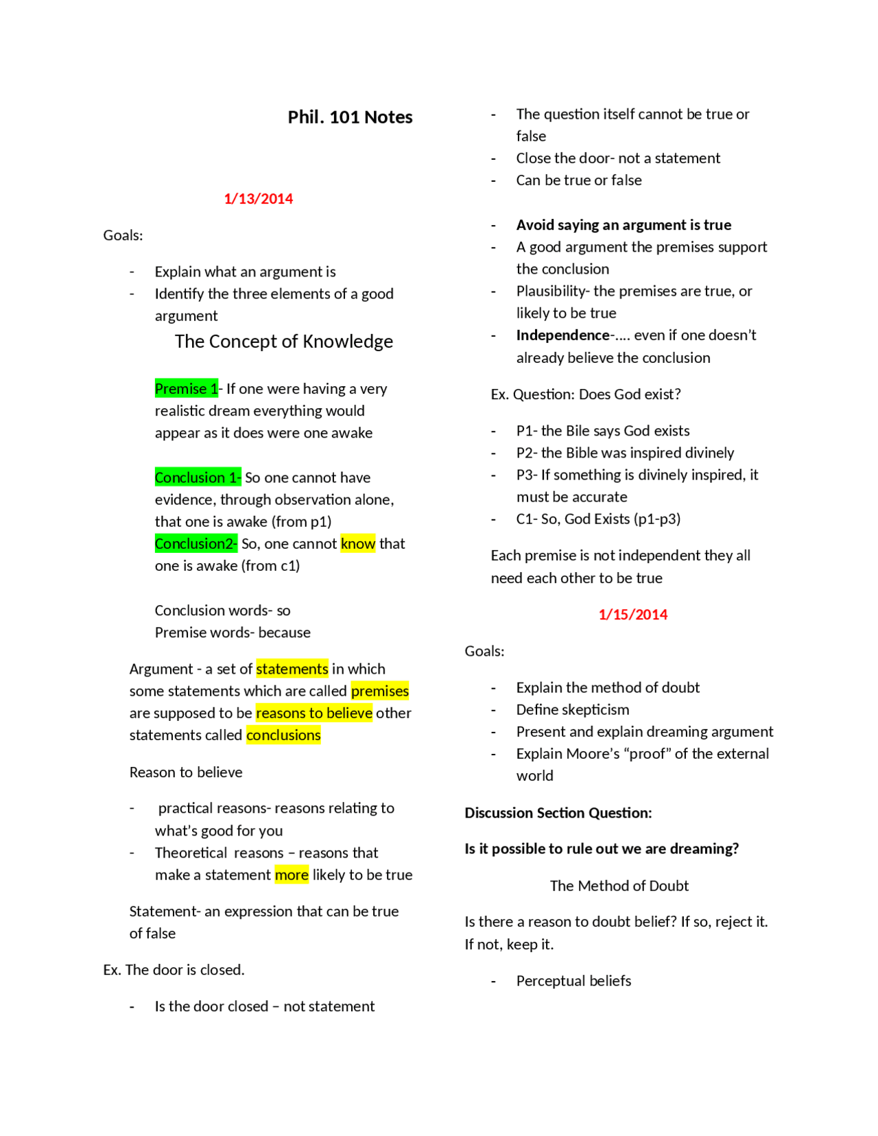 Concepts of the Knowledge in Introduction to Philosophy | PHIL 101 ...