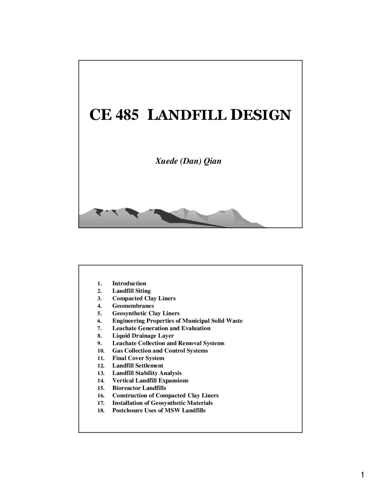 Midterm Exam Landfill Design Ce 485 Exams Civil Engineering Docsity