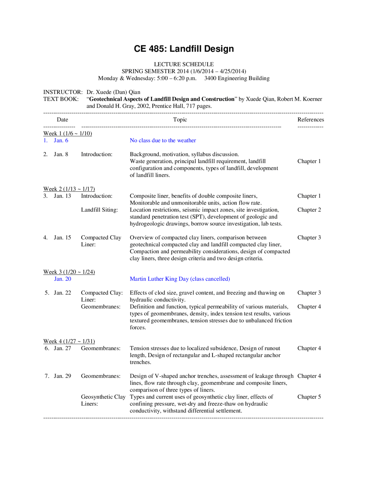 Geotechnical Aspects Of Landfill Design And Construction Ce 485 Docsity