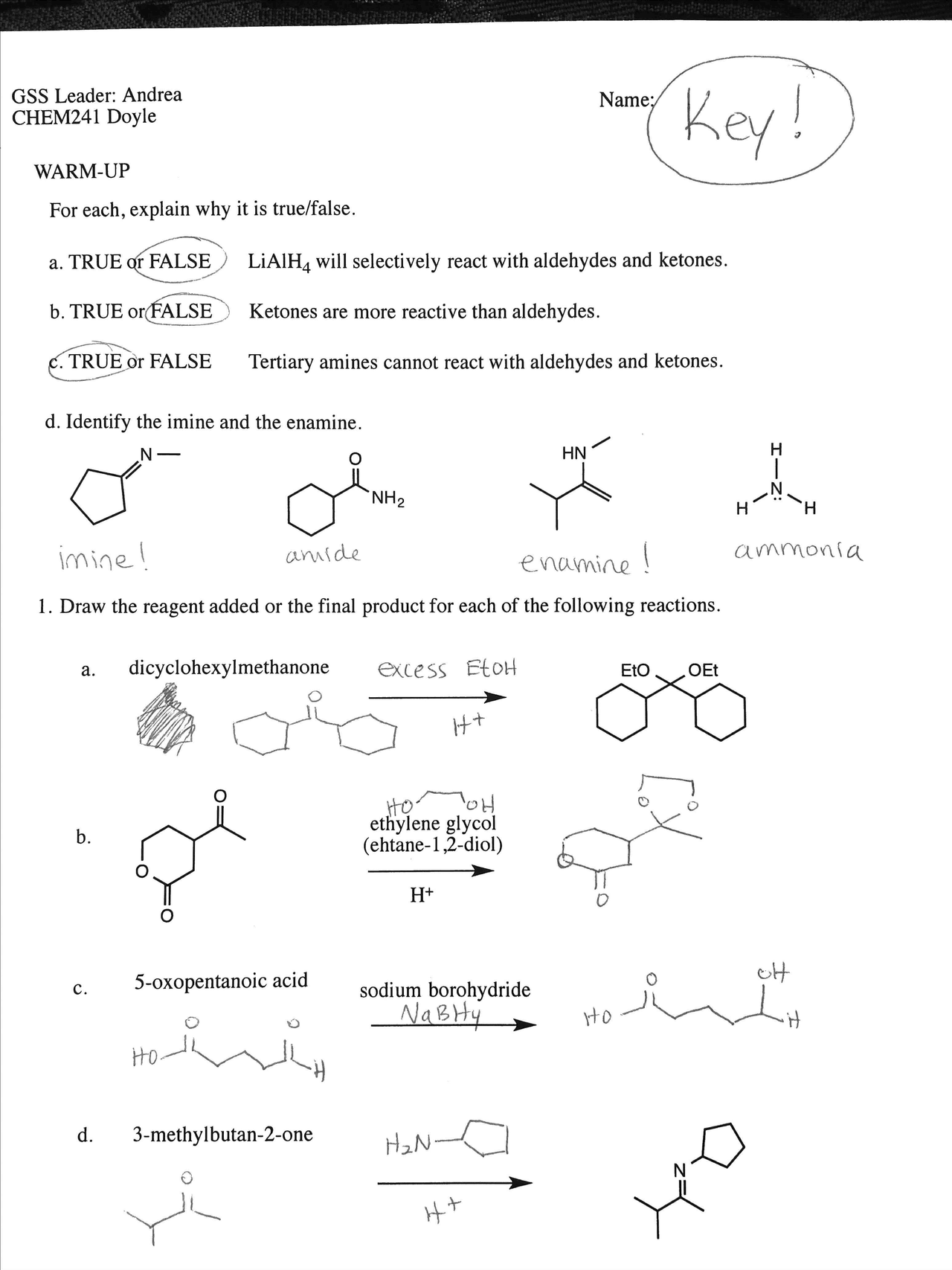 Organic Chemistry II - Worksheet 21 Answer Key  CHEM 21 - Docsity Intended For Organic Chemistry Worksheet With Answers