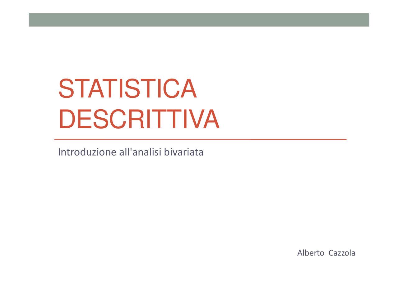 1.4 Statistica descrittiva bivariata Docsity