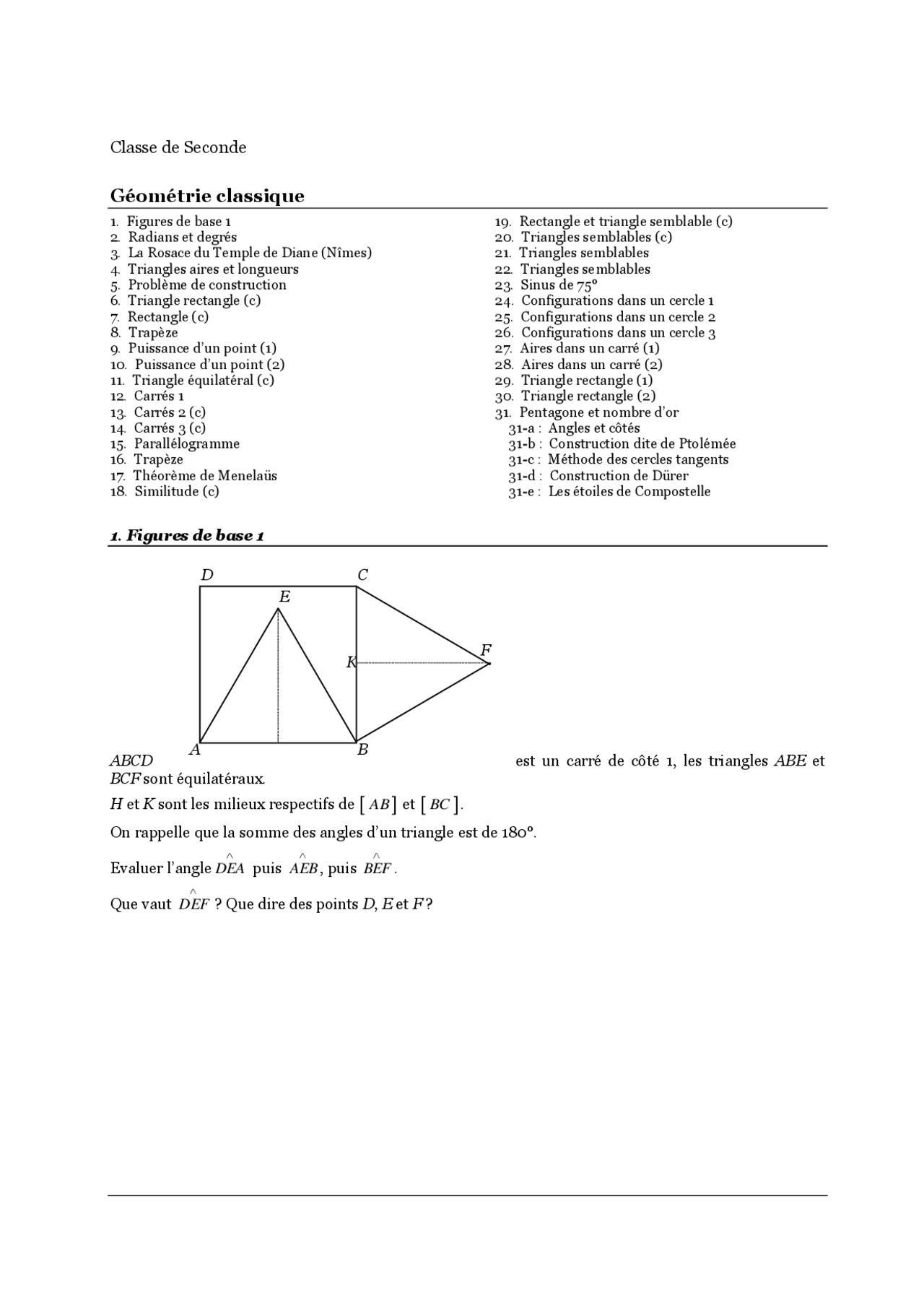 Travaux Pratiques Geometrie Classique 1 Partie Docsity