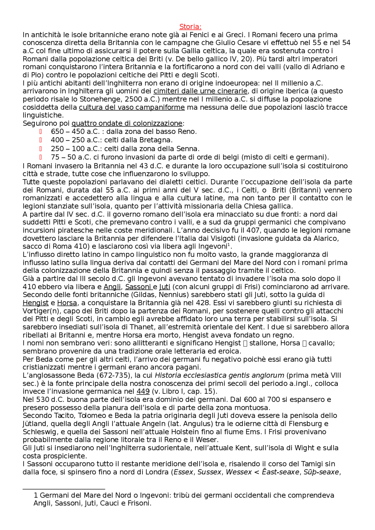 Appunti Storia della Britannia Docsity