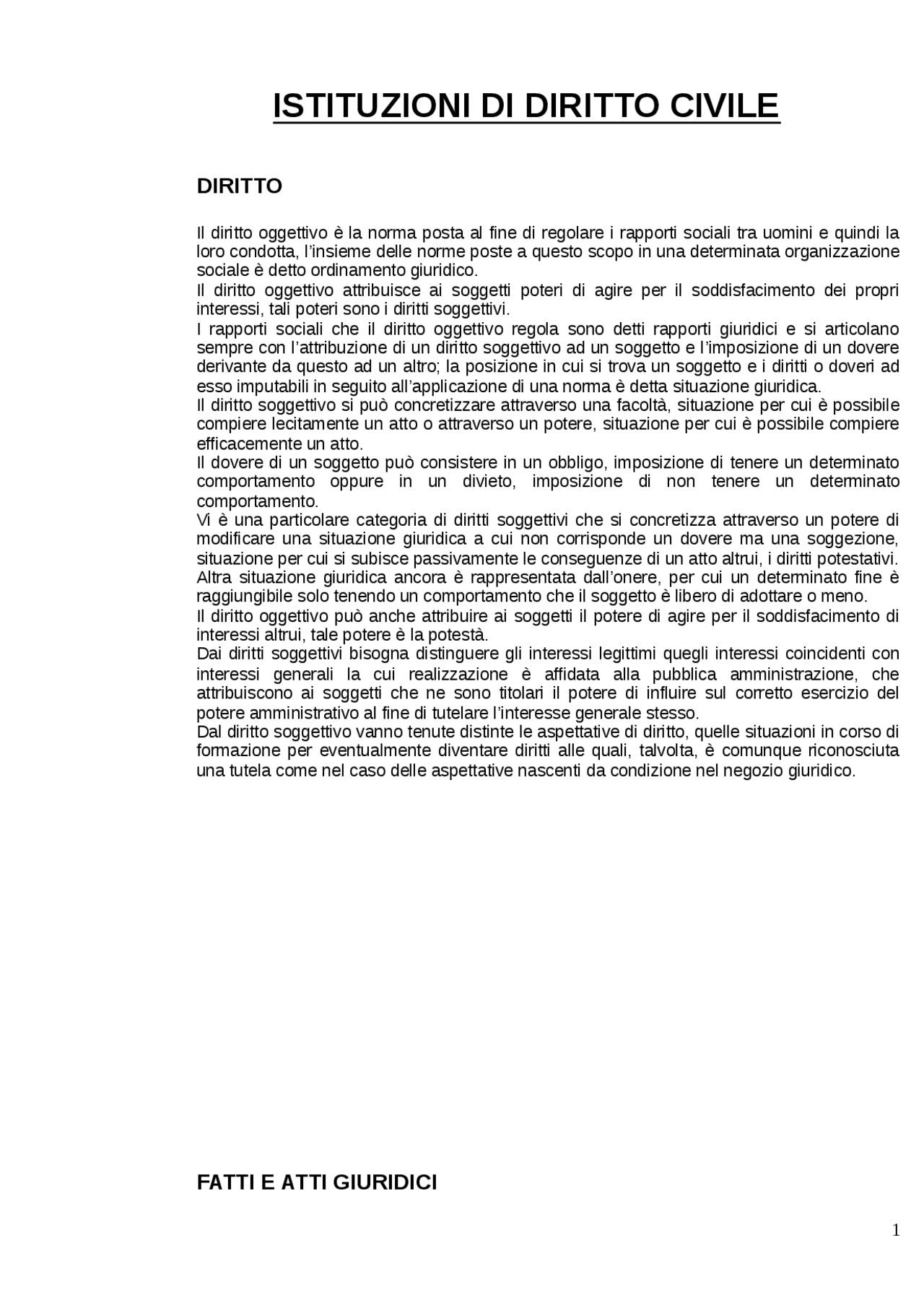 Riassunto del manuale di diritto privato 