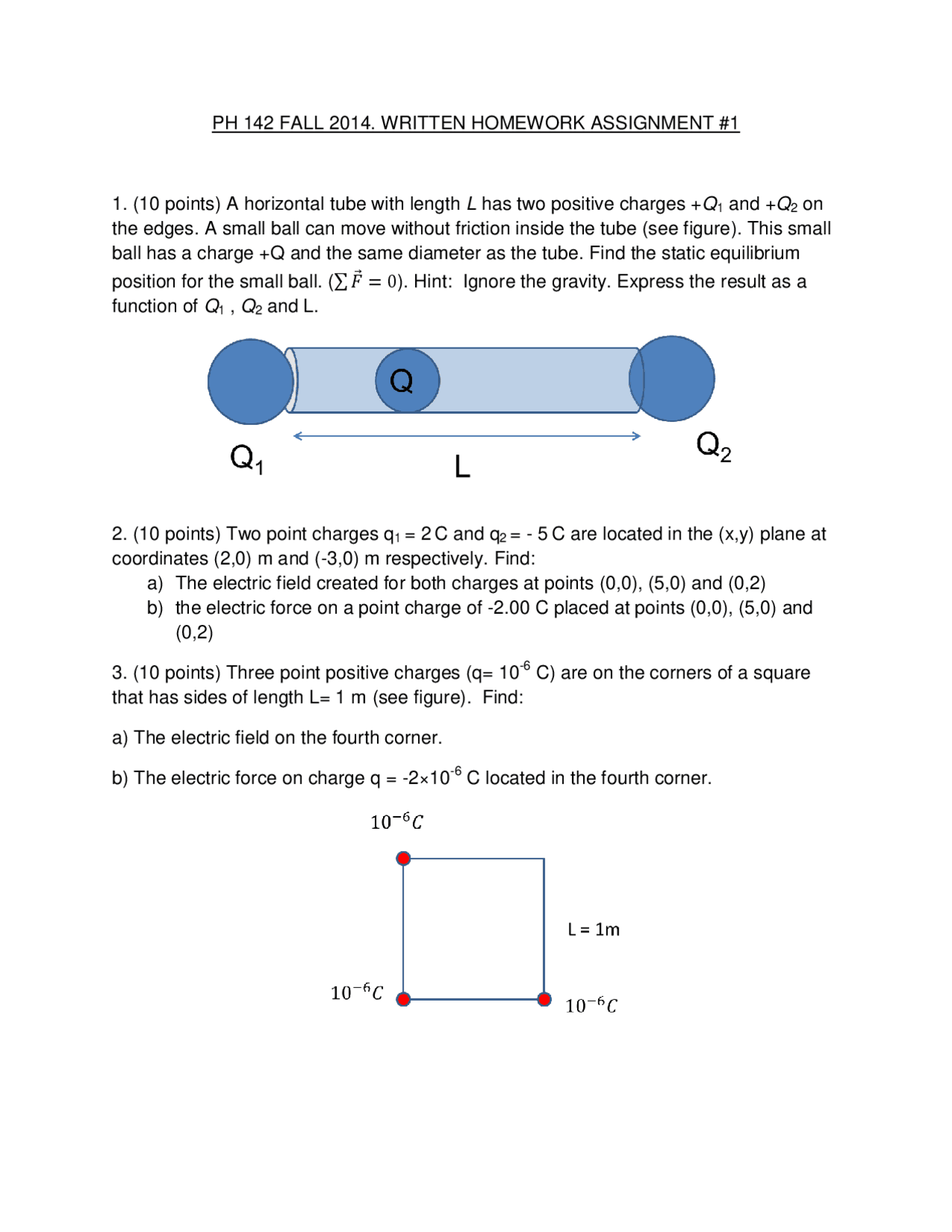 5 Questions On Physics For Scientists And Engineers Written Homework Ph 142 Docsity