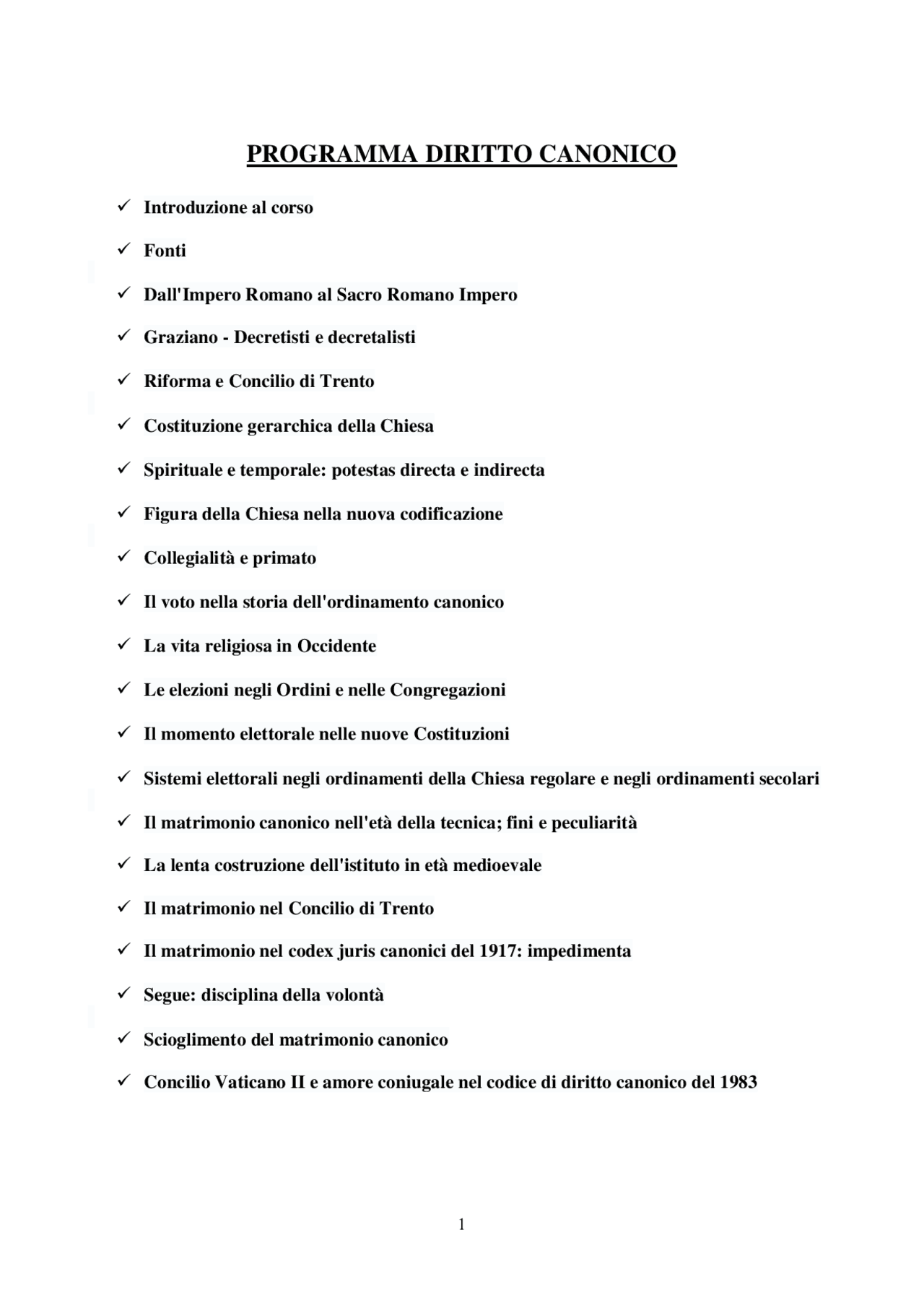 DIRITTO CANONICO (File Unico) Docsity