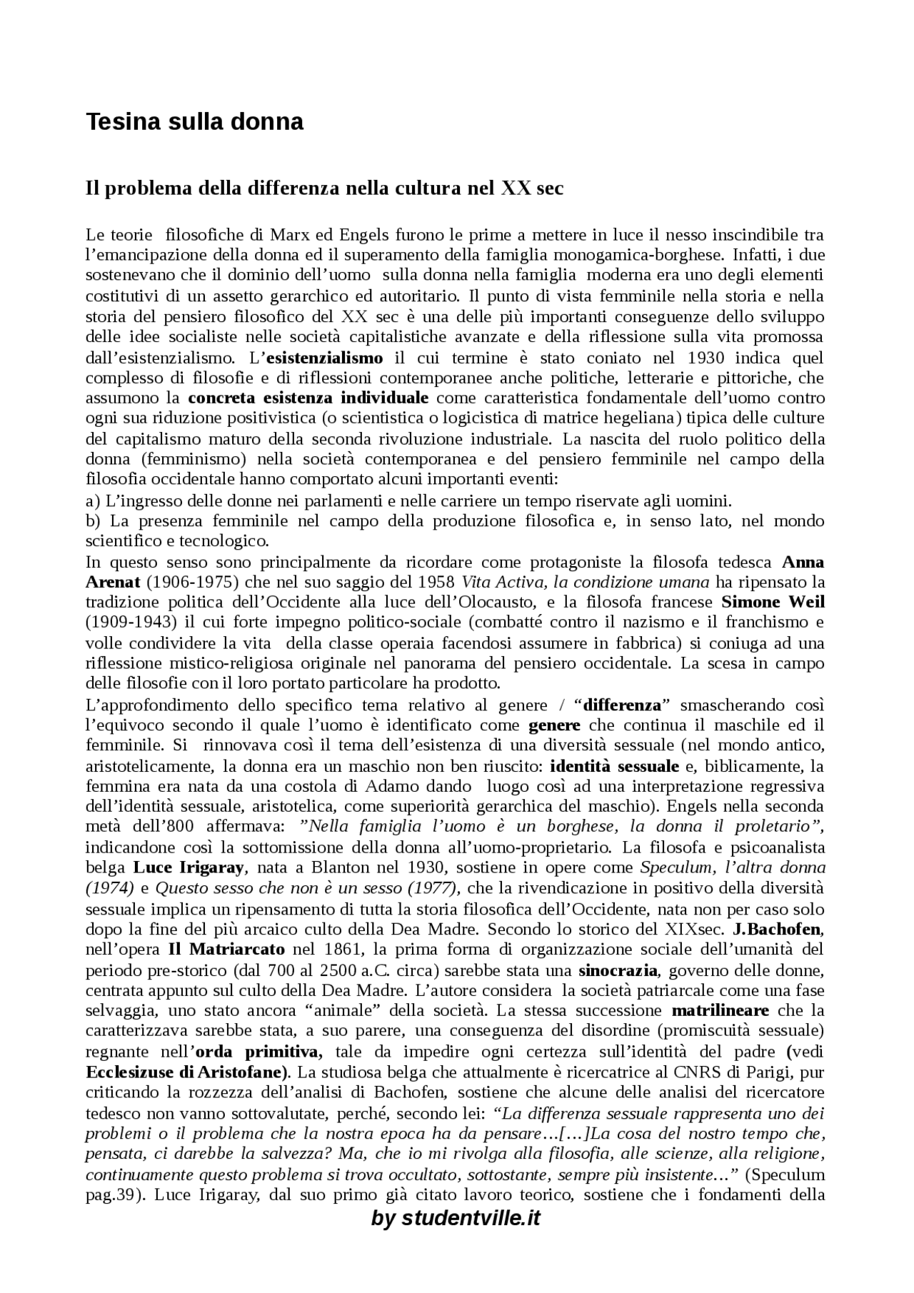 Tesina sulla donna Docsity Tesina sulla donna Docsity