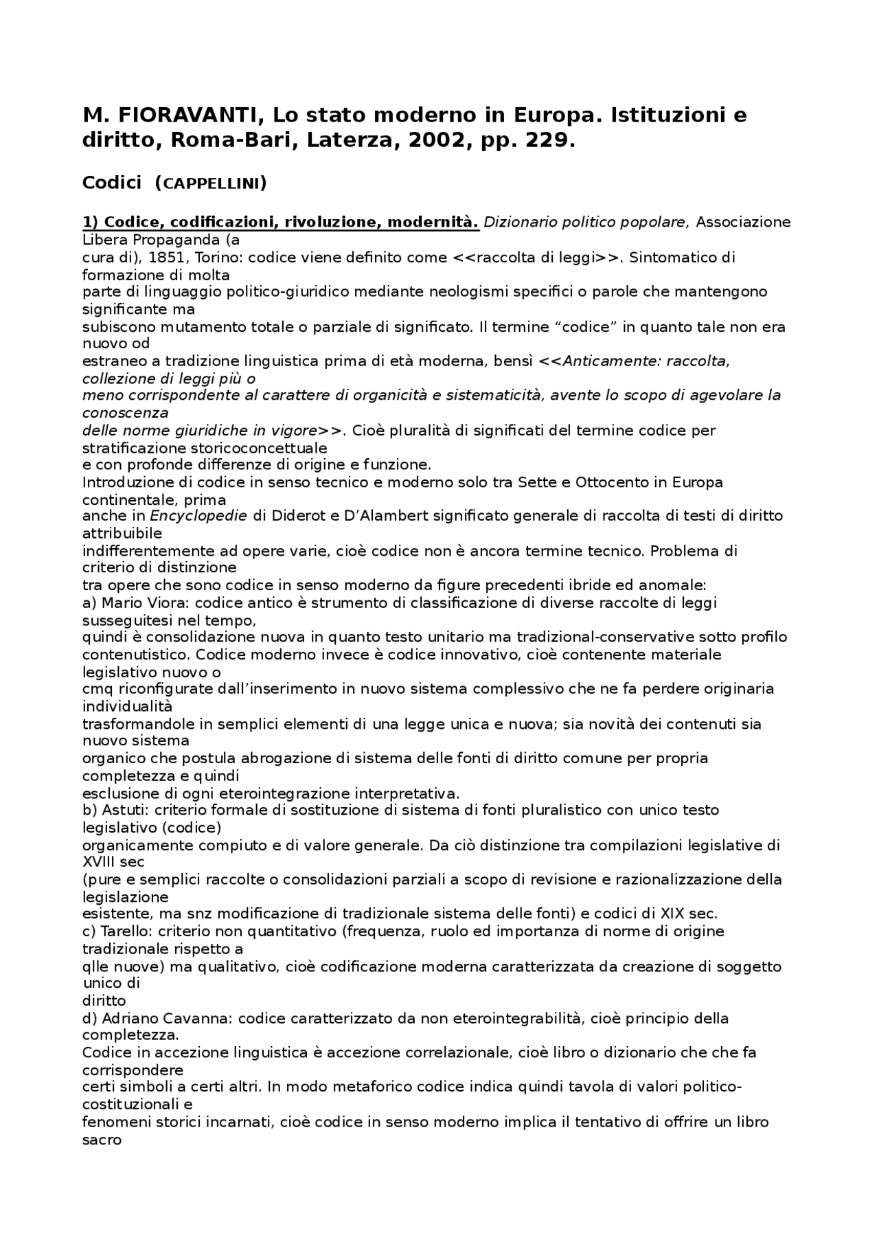 Codici- LO STATO MODERNO IN EUROPA - FIORAVANTI | Sintesi del corso di ...