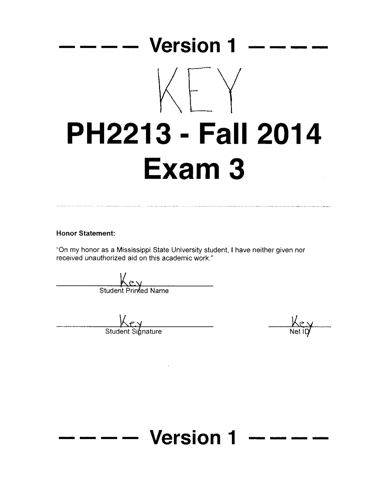 Exam 1 Solutions - Physics I - Fall 2014 | PH 2213 - Docsity