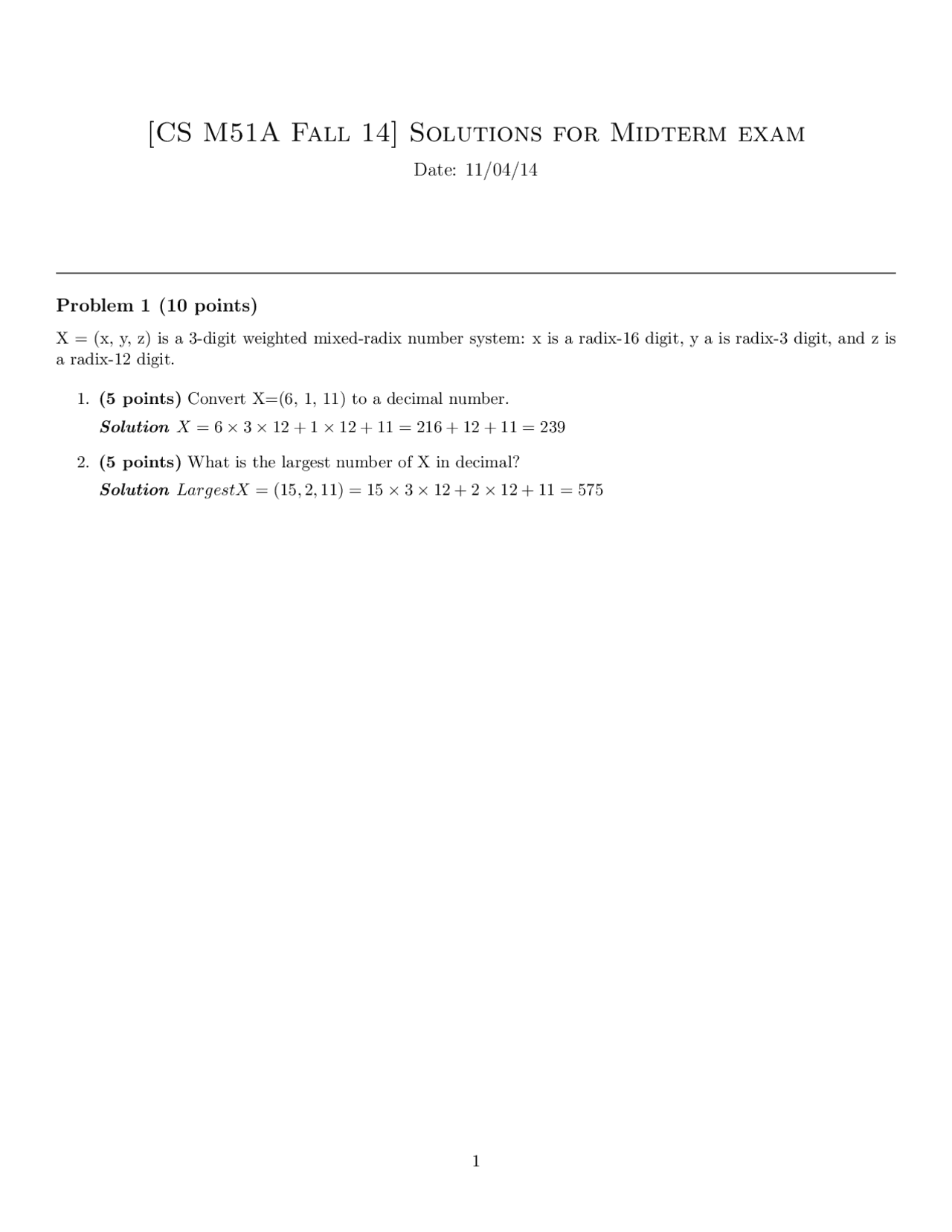 Solutions for Midterm Exam - Logic Design of Digital Systems | COM SCI ...
