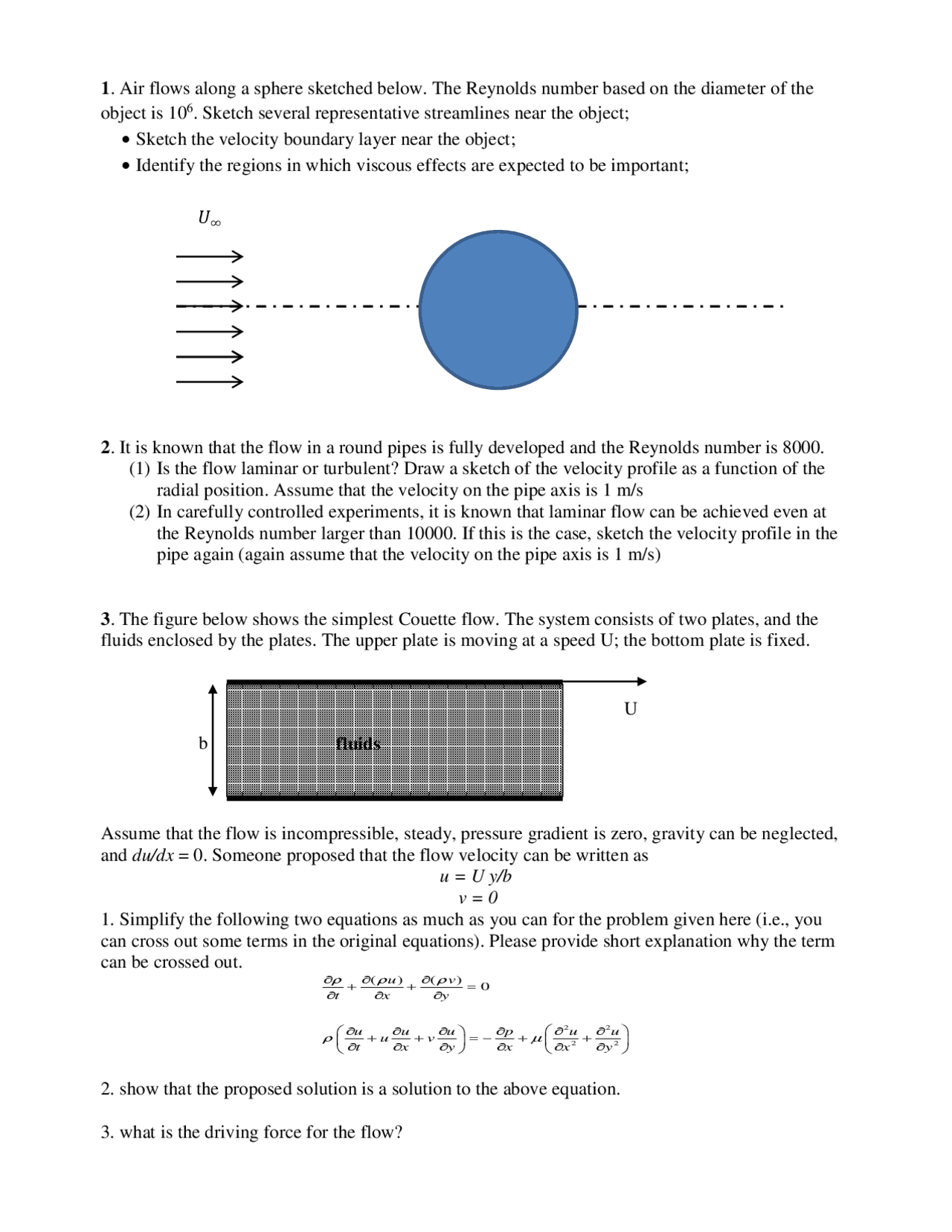 Fluid Mechanics Quiz 1 Questions ME 3404 Docsity