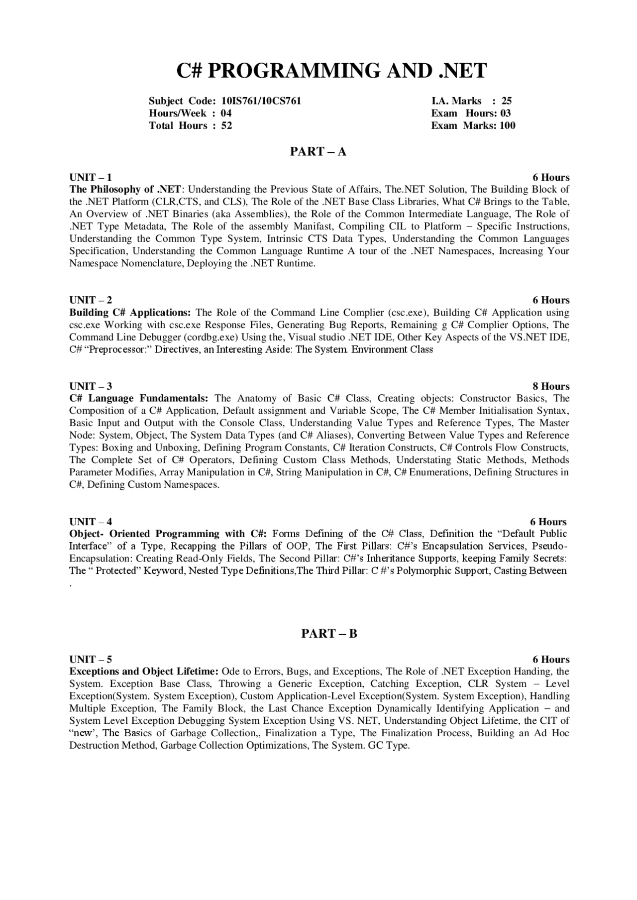 VTU 7TH SEM CSE C# PROGRAMMING & .NET NOTES 10CS761 - Docsity