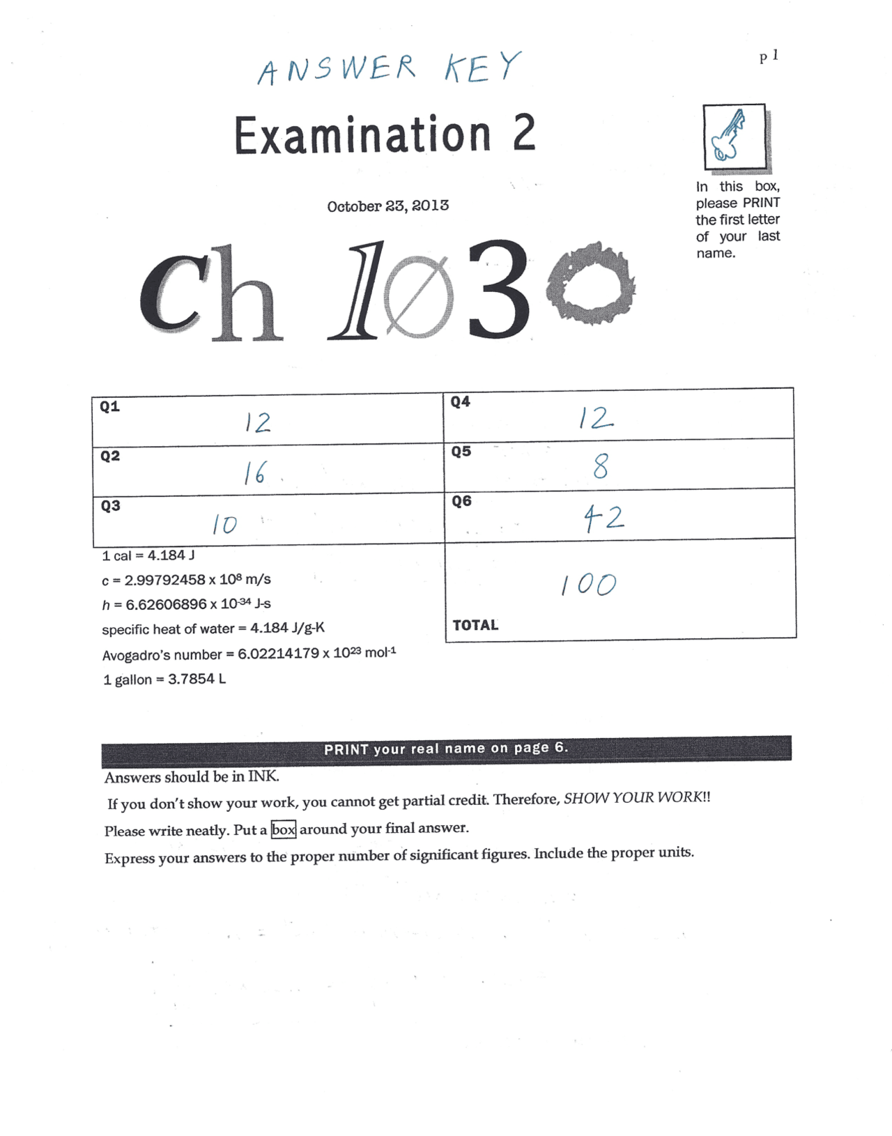 5 Solved Problems on Fundamentals of Chemistry I - Exam 3 | CHEM 1030 ...