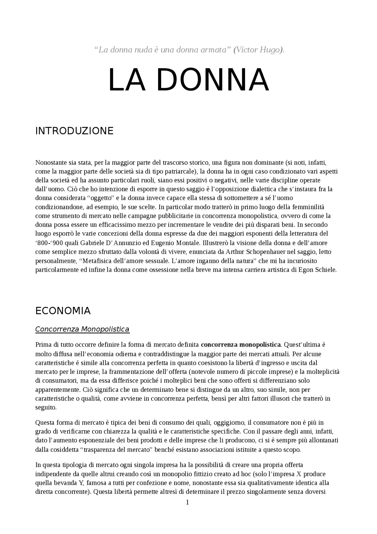 LA DONNA Tesina Maturità Docsity LA DONNA Tesina Maturità Docsity