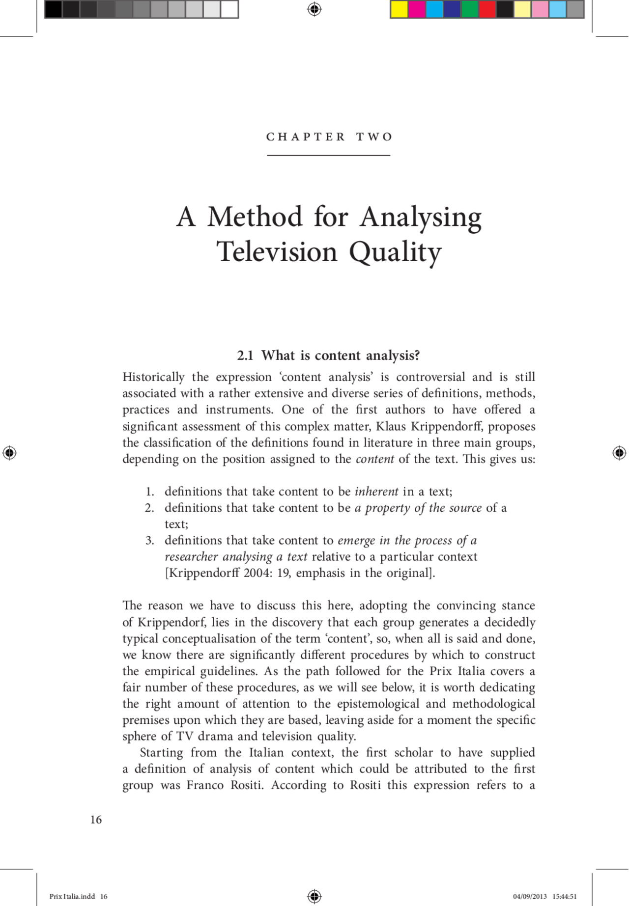 A method for analysing television quality - Docsity