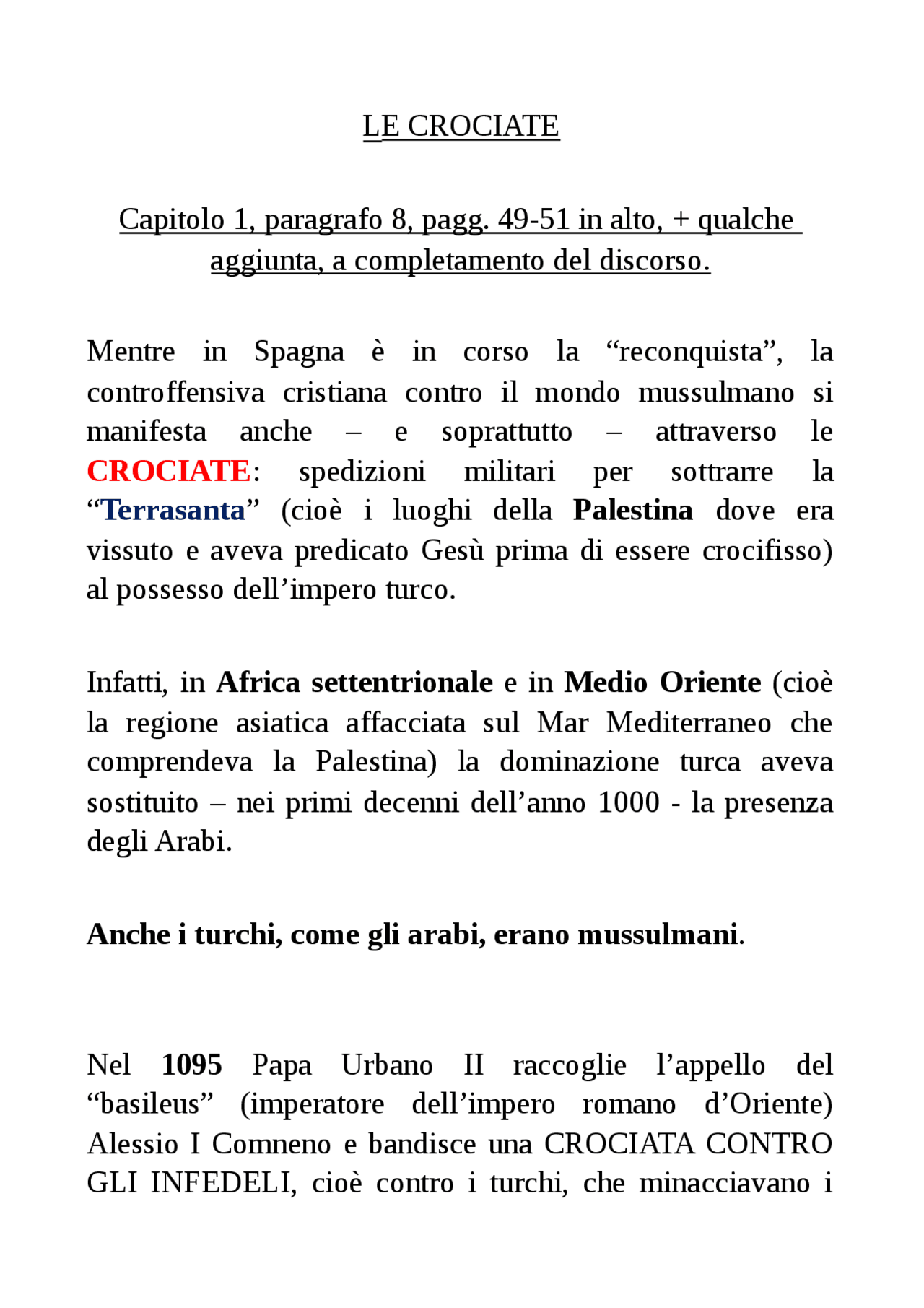 Lezione n. 5 le crociate Docsity Lezione n. 5 le crociate Docsity