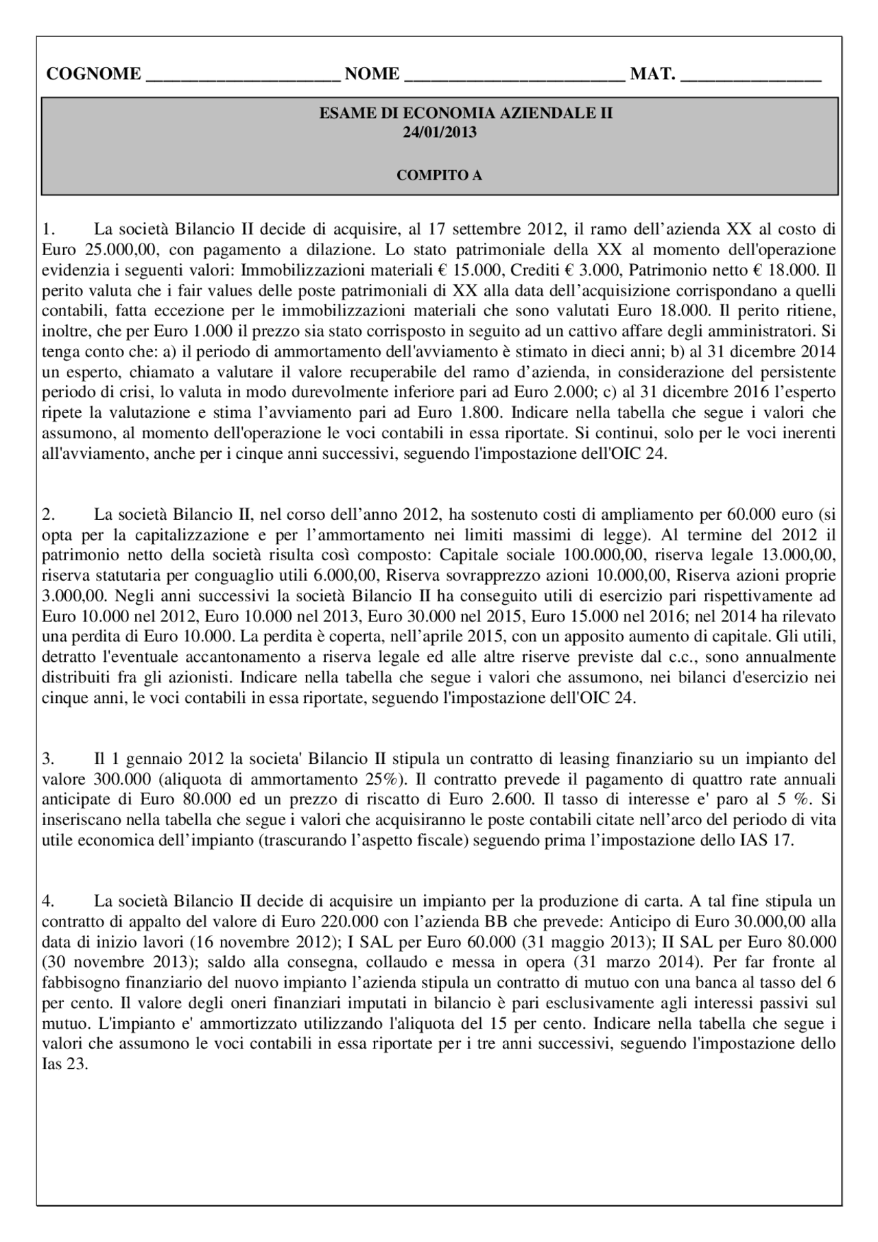 esercizi economia aziendale con soluzioni pdf