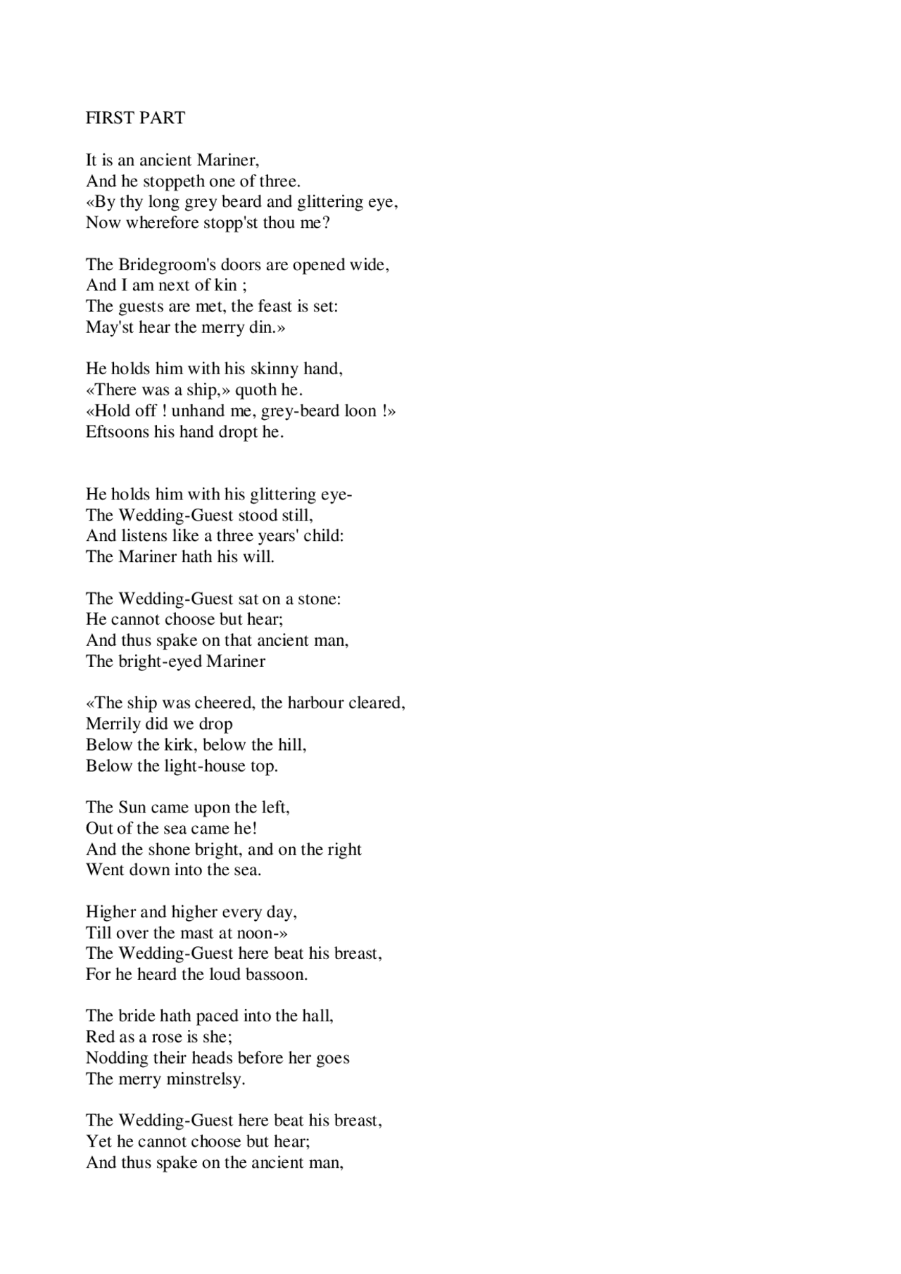 The rime of the ancient mariner - testo completo inglese con traduzione