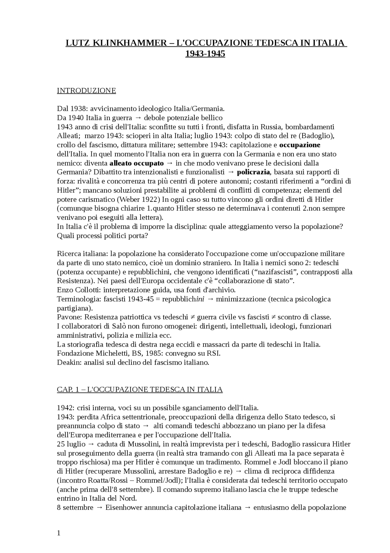 L'occupazione tedesca in italia 19431945 Docsity