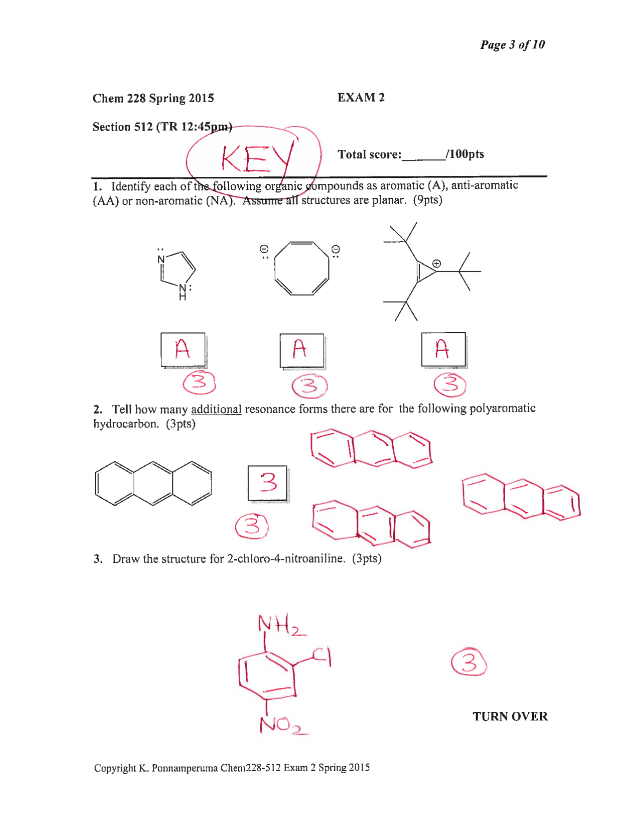 Exam 2 Spring 2015 - Organic Chemistry II | CHEM 228 | Exams Organic ...