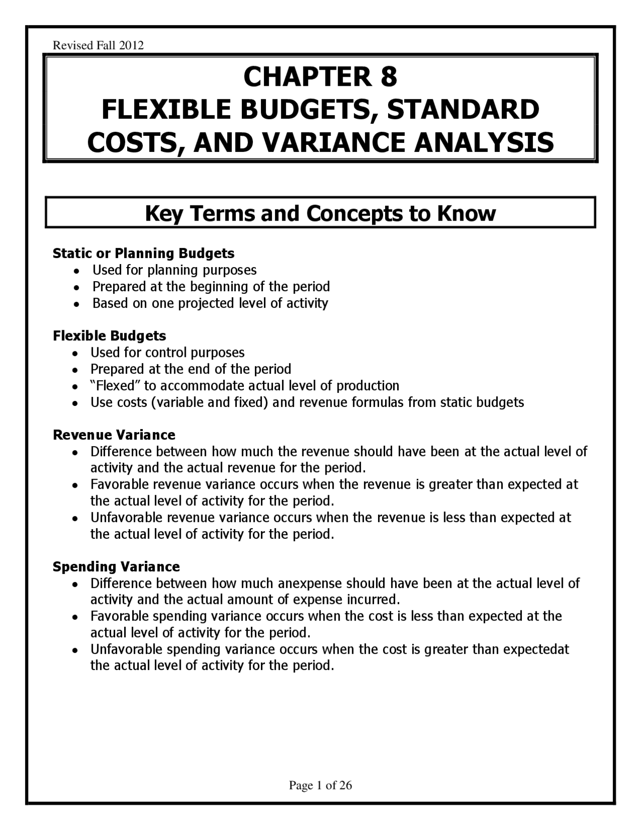 Flexible Budgets Standard Costs And Variance Analysis Vezbe Predlog Upravno Pravo Docsity