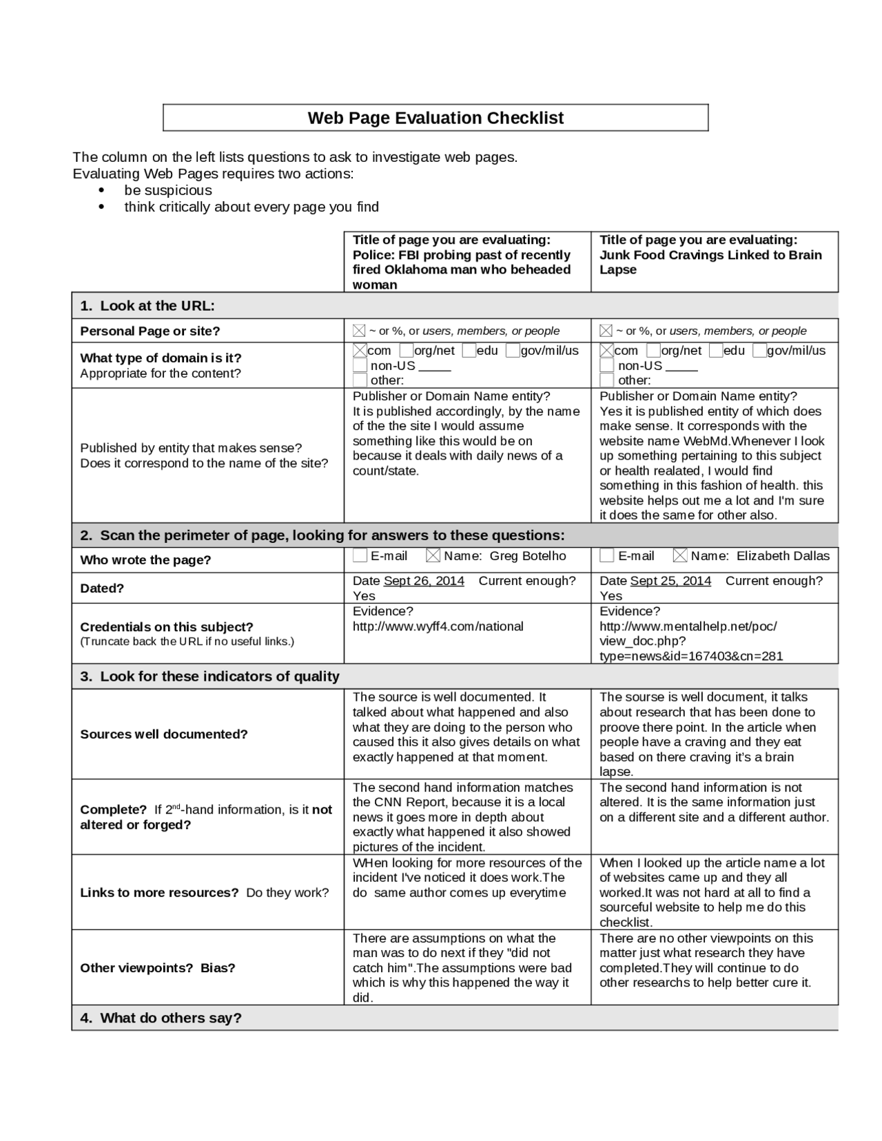 Web Page Evaluation Checklist Disease Process and Human System NSC