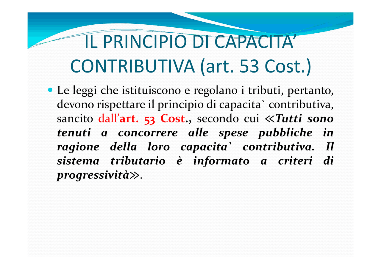 Art 53 della costituzione Diritto tributario Appunti di Diritto