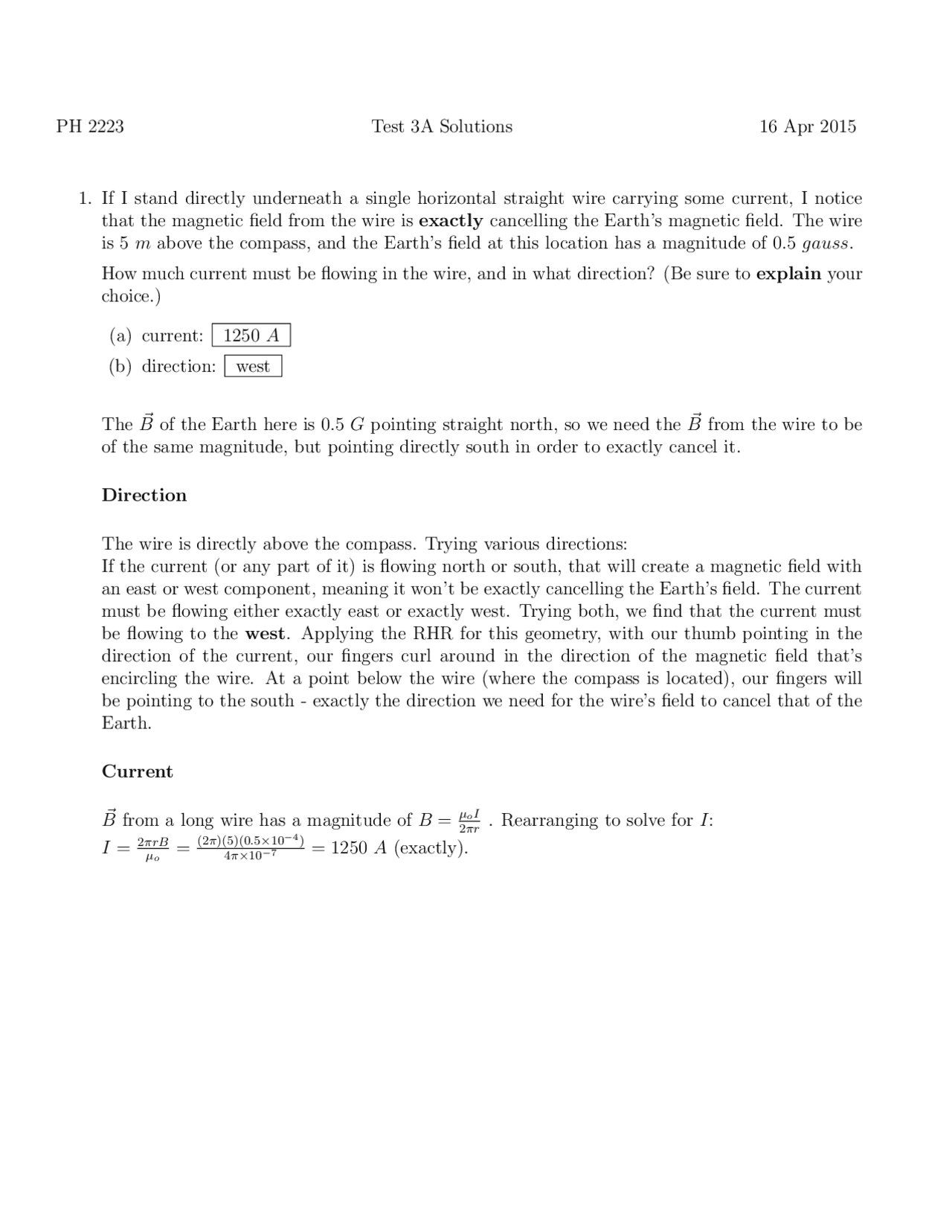 Exam 3 Questions with Solutions - Physics II - Fall 2015 | PH 2223 ...
