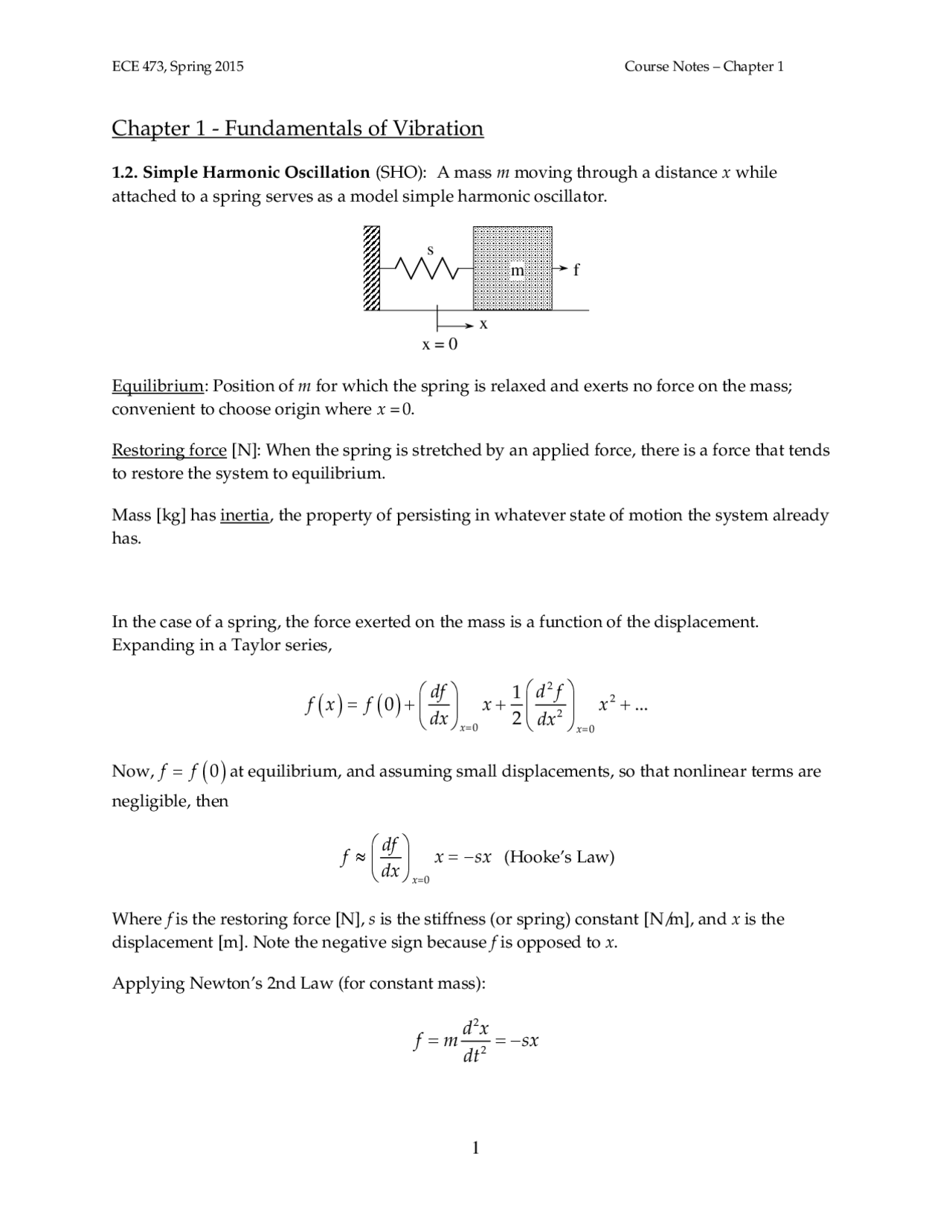 Vibration Example Problems Fundamentals of Vibration - Examples with Solutions | ECE 473 - Docsity