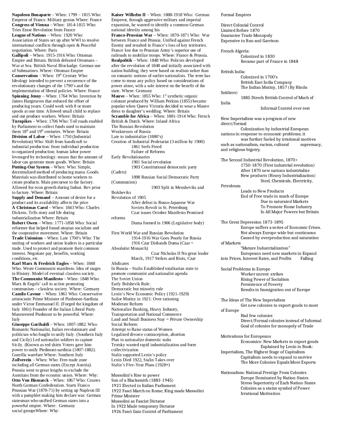 Western Civilization, Modern HIST 101