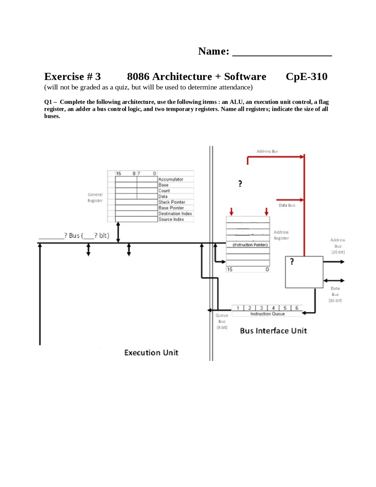 8086 Architecture Plus Software - Exercise #3 | CPE 310 - Docsity