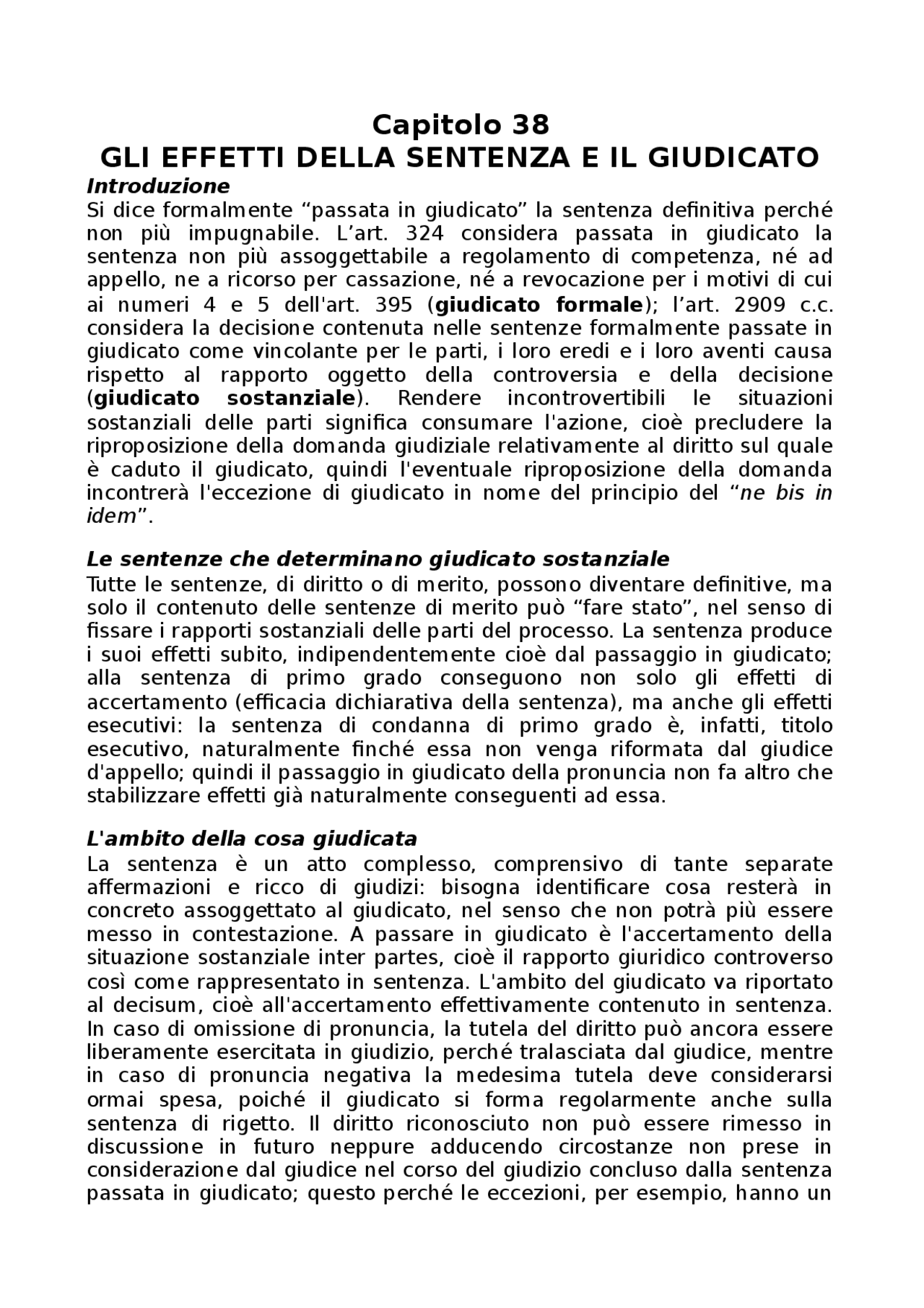 Gli effetti della sentenza e il giudicato Docsity